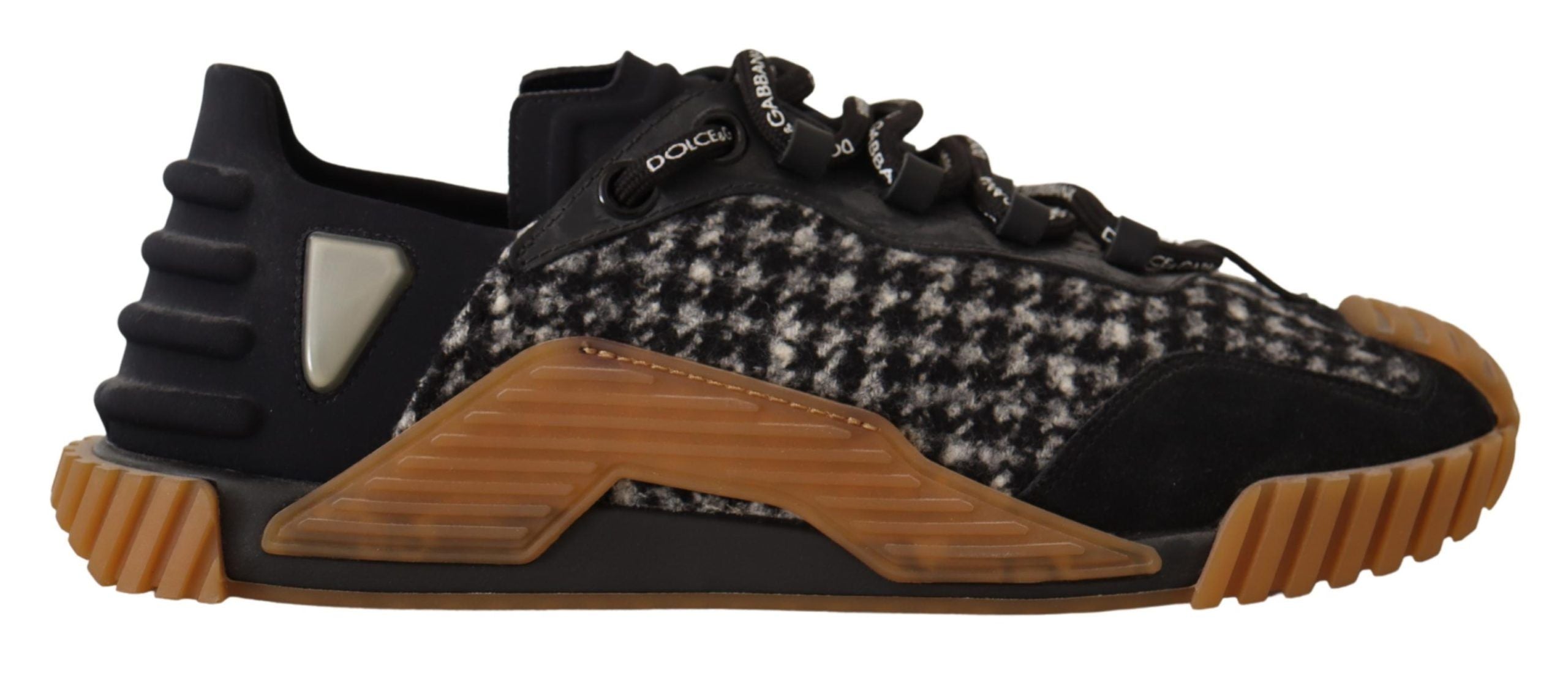 Dolce & Gabbana Black White Fabric Lace Up NS1 Sneakers Dolce & Gabbana