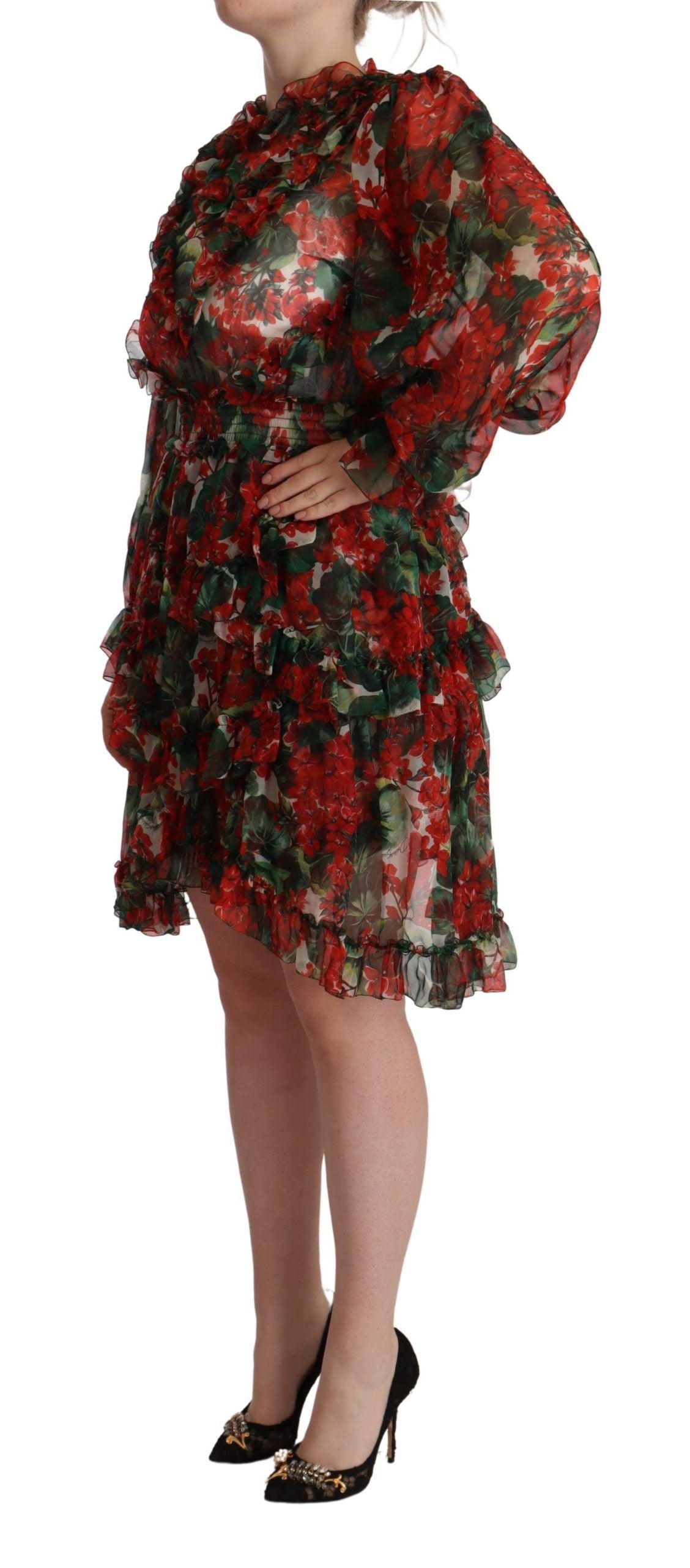 Dolce & Gabbana Multicolor Red Floral Silk Long Maxi Dress Dolce & Gabbana