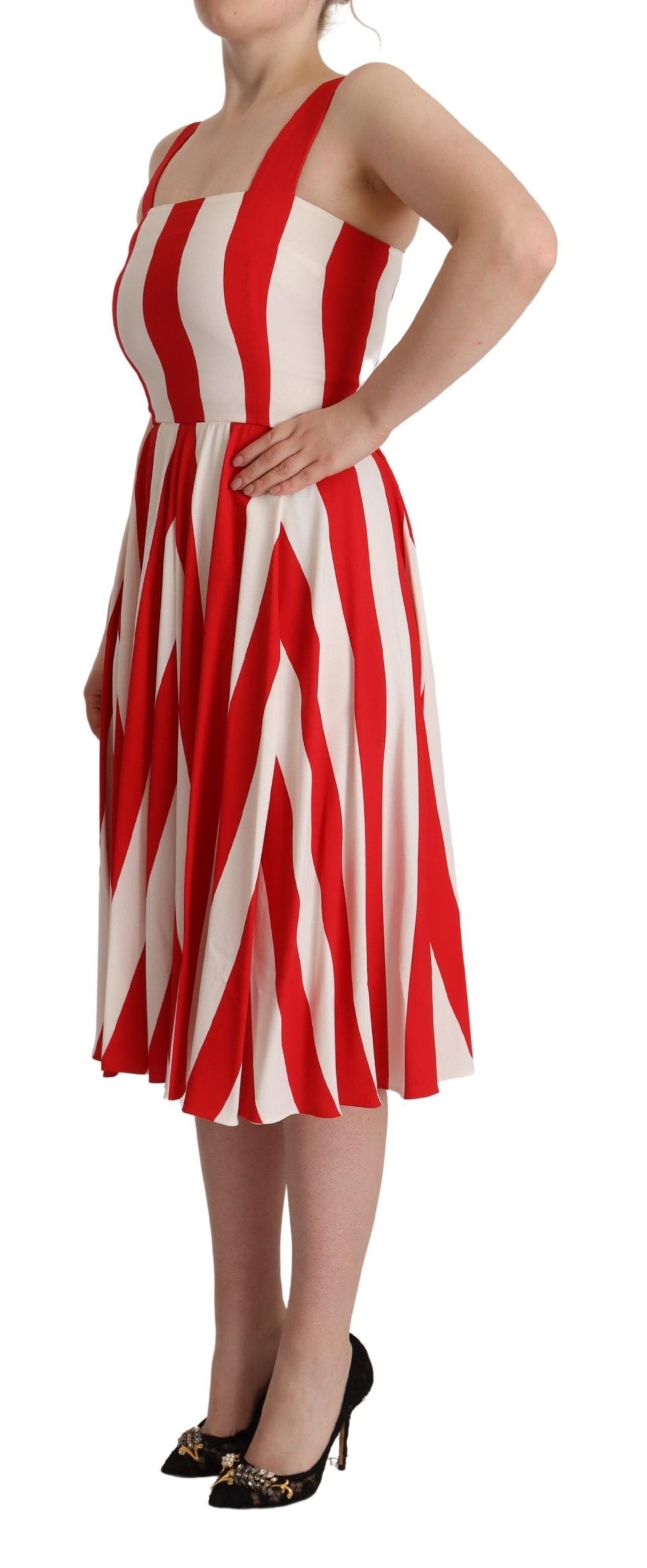 Dolce & Gabbana White Red Stretch Shift A-line Gown Dress Dolce & Gabbana