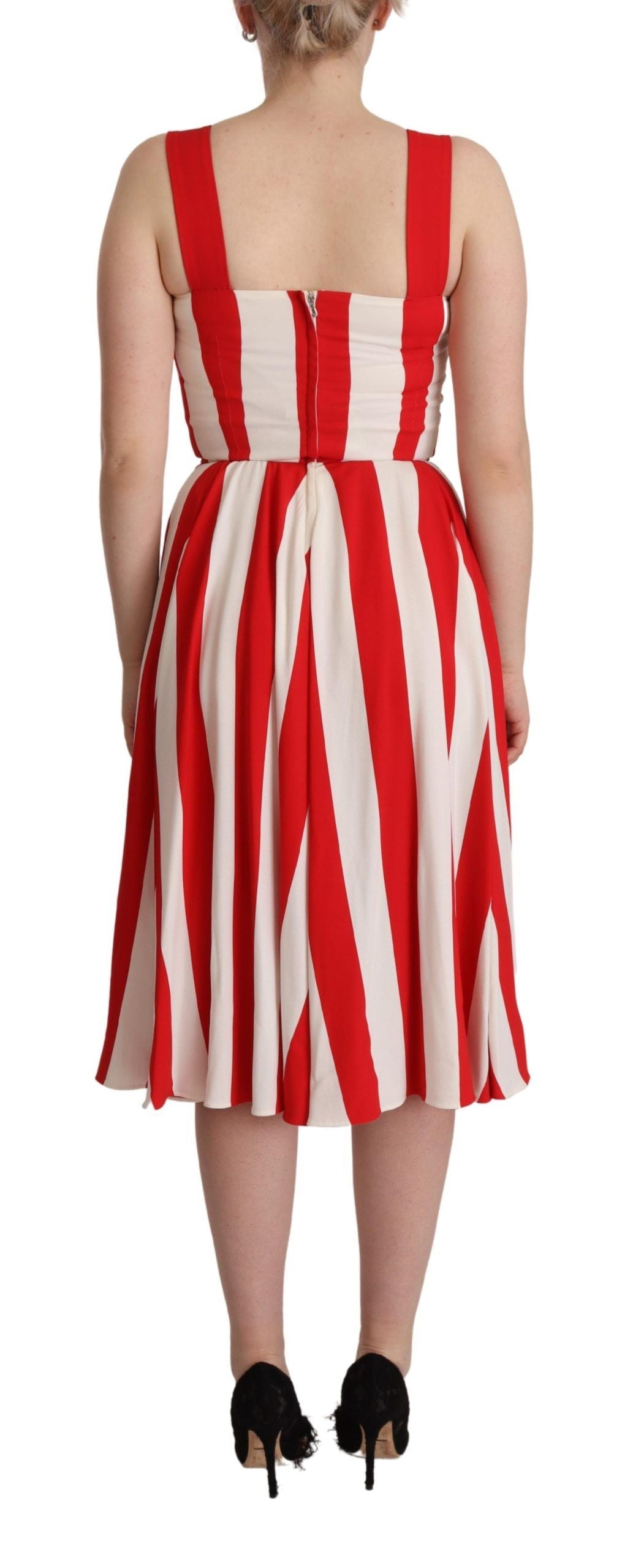 Dolce & Gabbana White Red Stretch Shift A-line Gown Dress Dolce & Gabbana