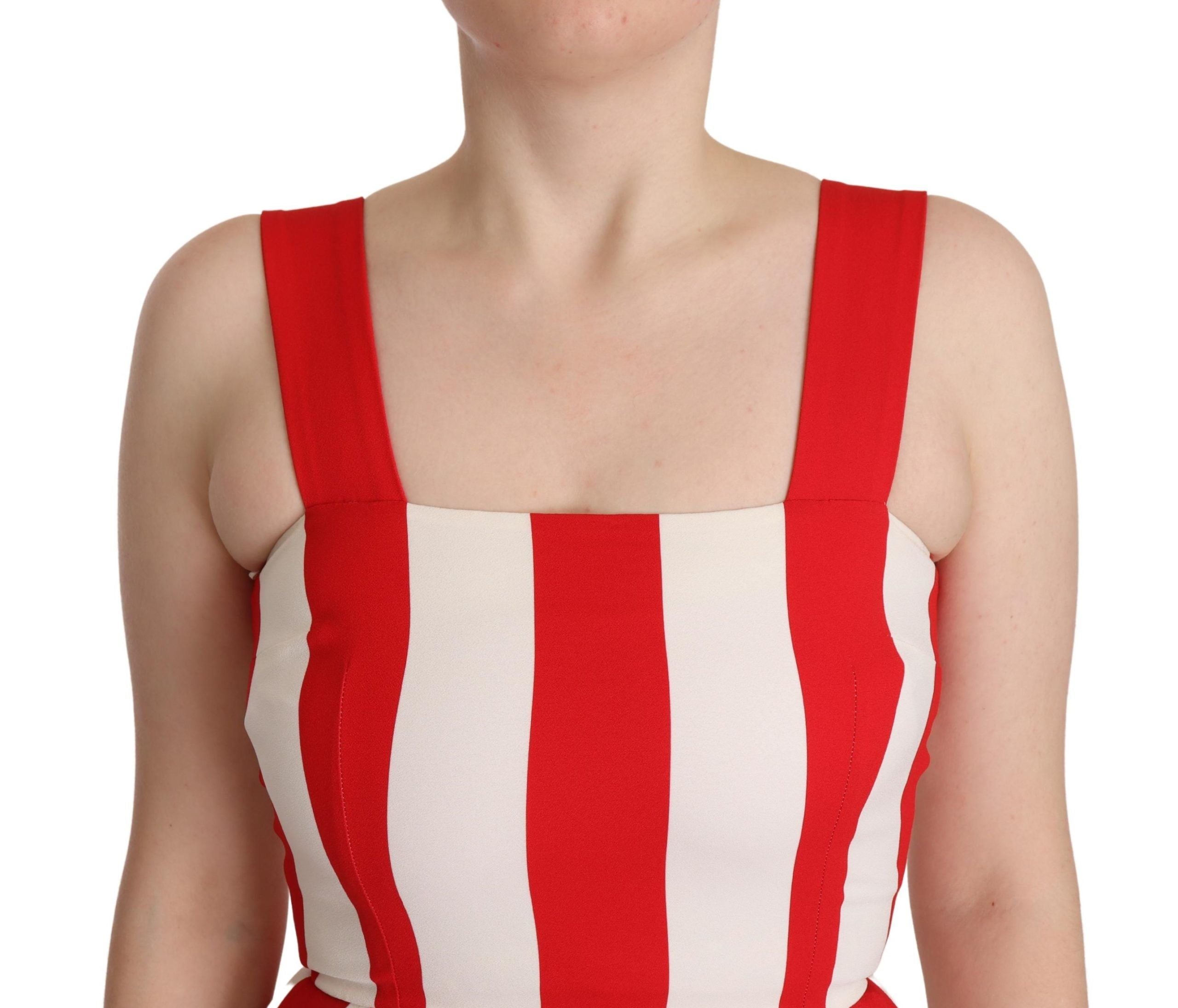 Dolce & Gabbana White Red Stretch Shift A-line Gown Dress Dolce & Gabbana