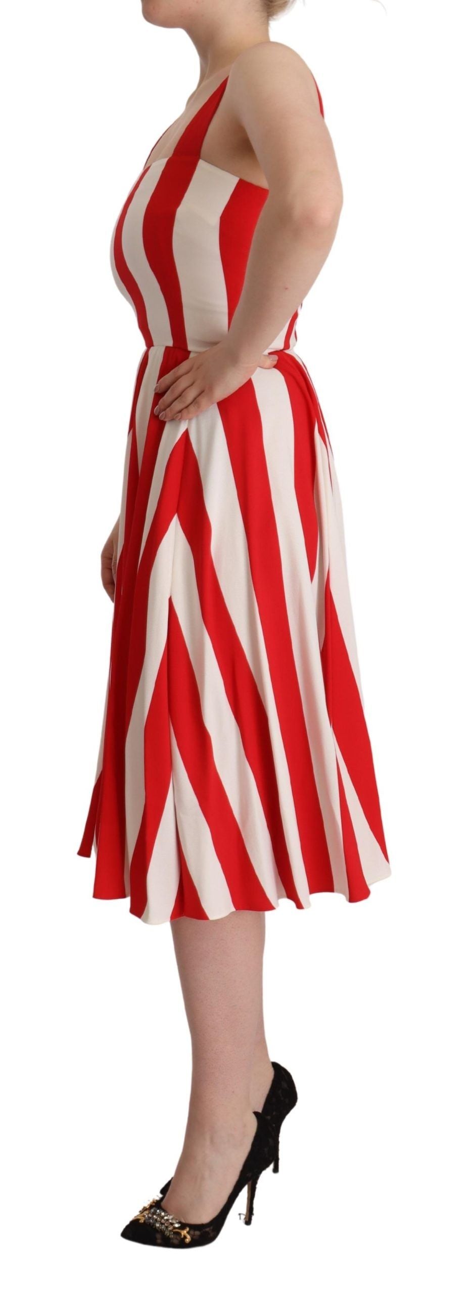 Dolce & Gabbana White Red Stretch Shift A-line Gown Dress Dolce & Gabbana