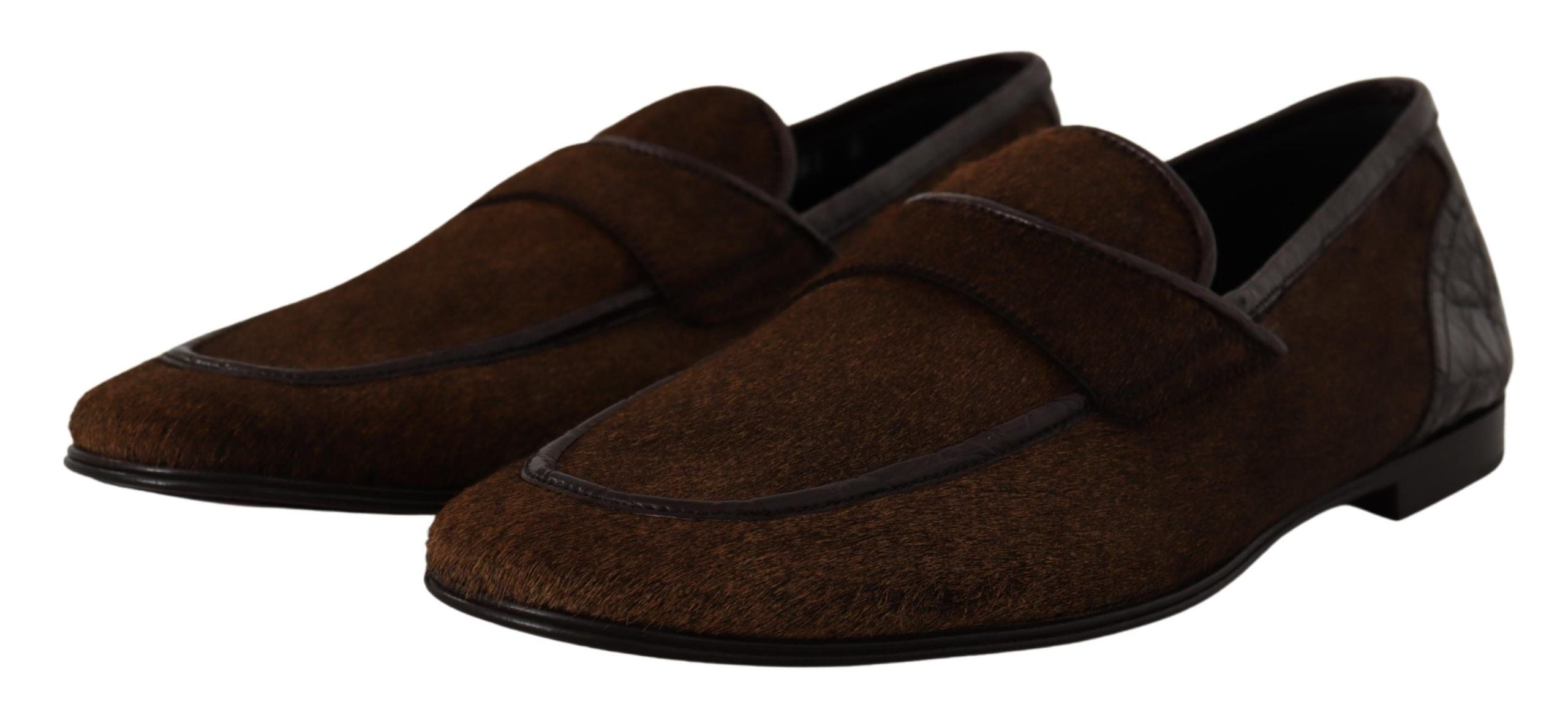 Dolce & Gabbana Shoes Dress Loafers Brown Leather Slip Shoes Dolce & Gabbana