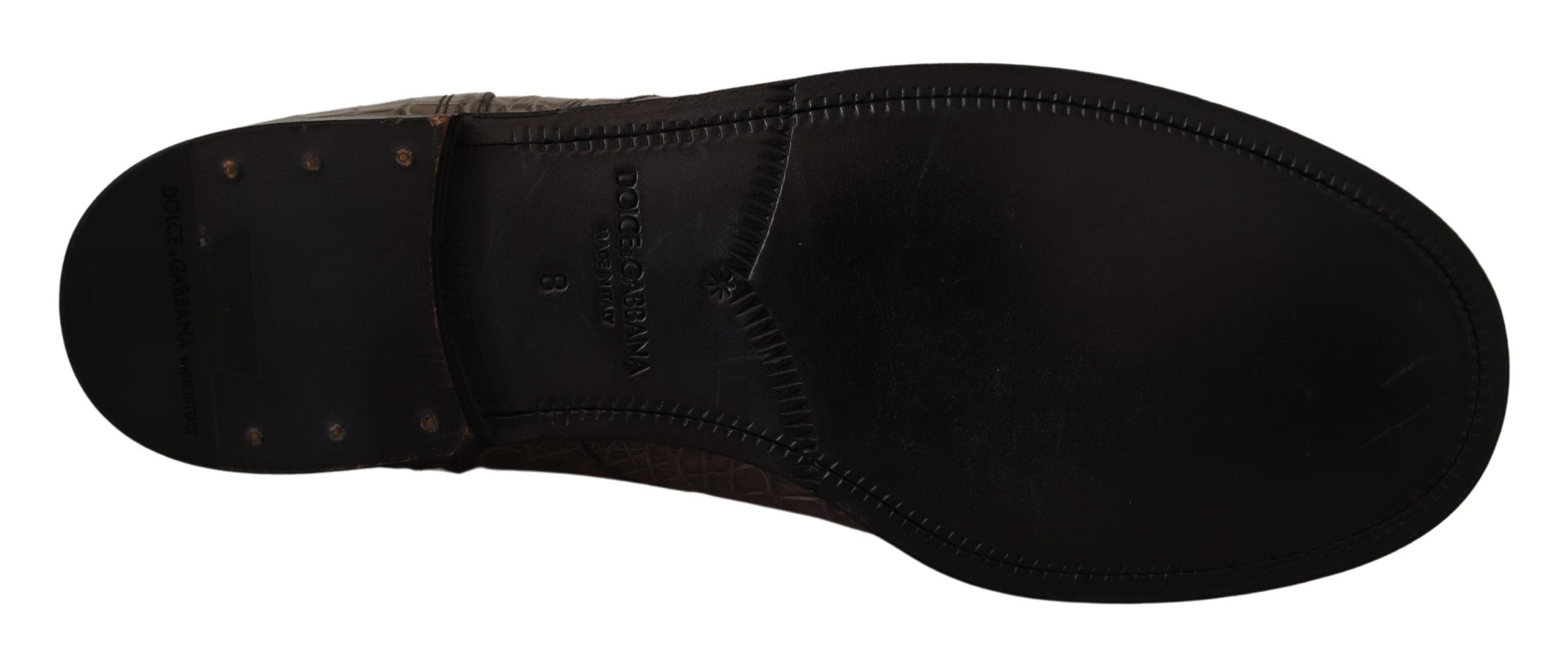 Dolce & Gabbana Gray Crocodile Leather Derby Boots Dolce & Gabbana