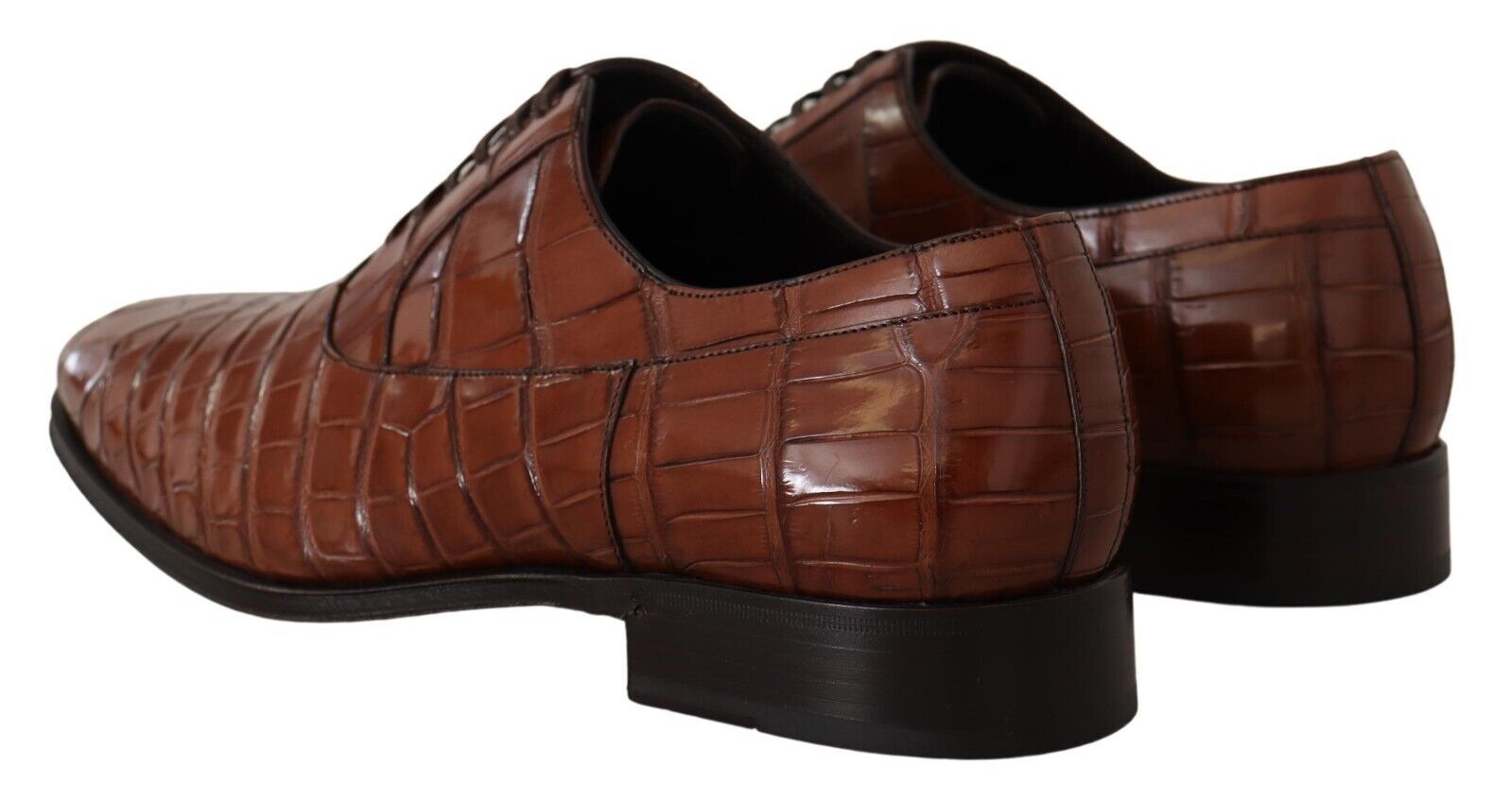 Dolce & Gabbana Brown Crocodile Leather Mens Formal Derby Shoes Dolce & Gabbana