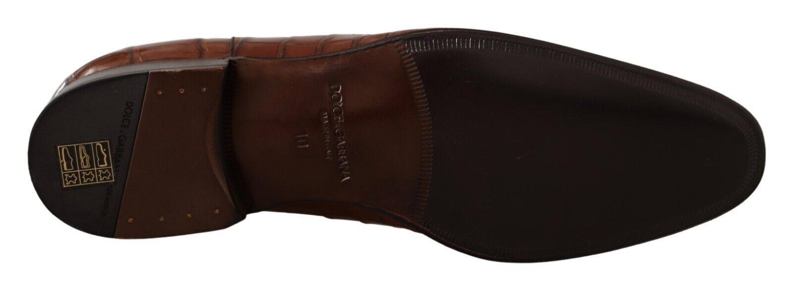 Dolce & Gabbana Brown Crocodile Leather Mens Formal Derby Shoes Dolce & Gabbana