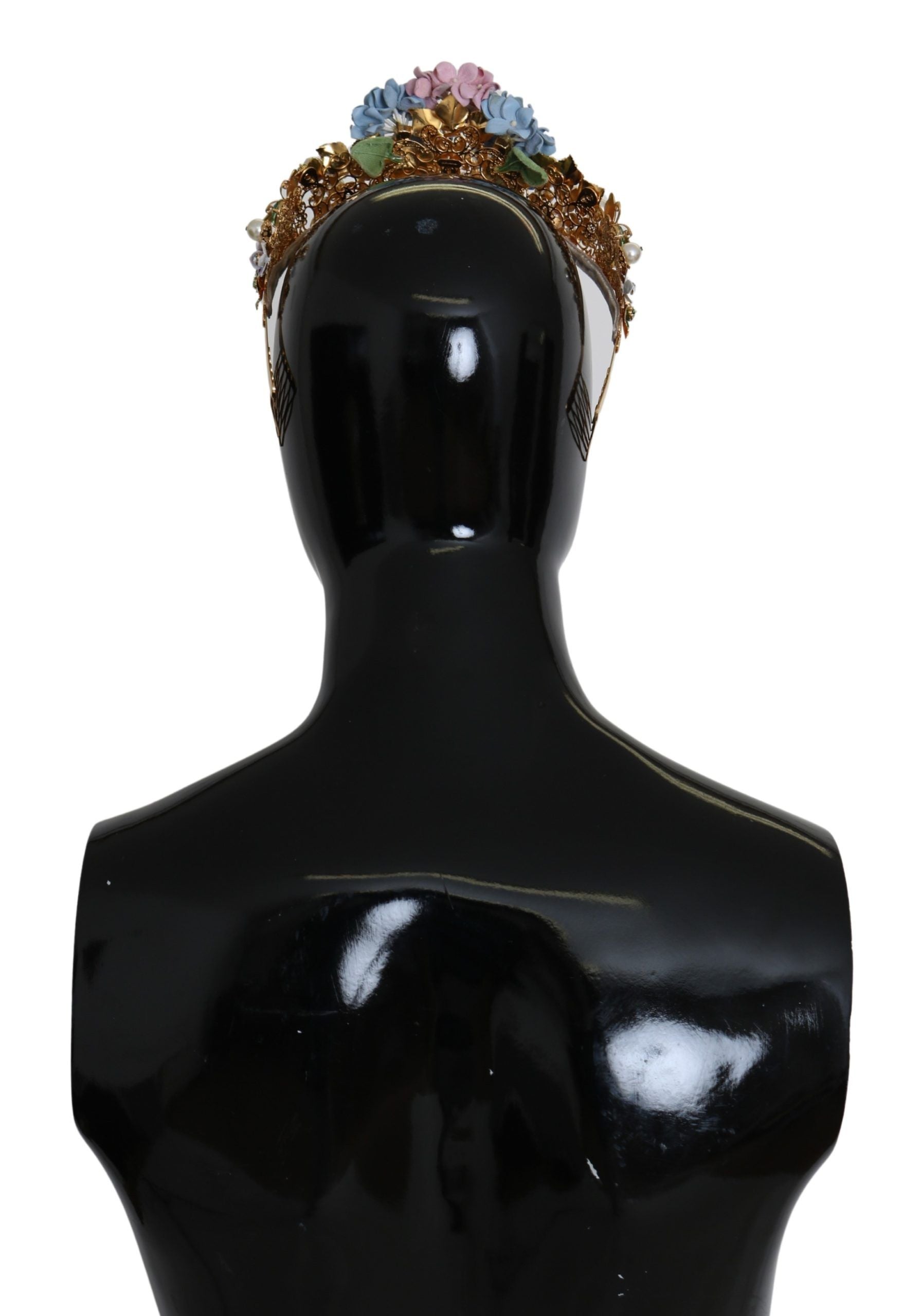 Dolce & Gabbana Gold Crystal Purple Hortensia Headband Crown Diadem Dolce & Gabbana