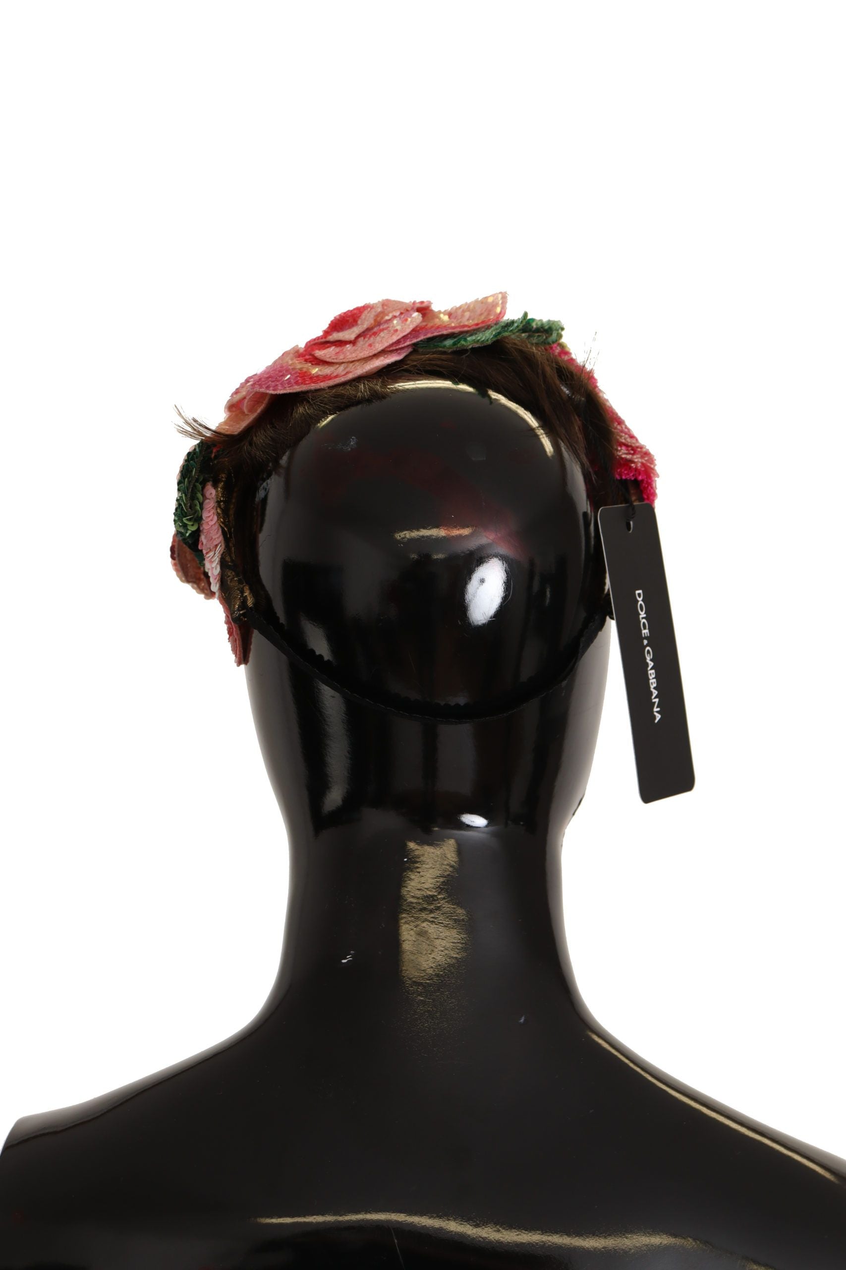 Dolce & Gabbana Multicolor Sequined Lurex Black Hair Headband Dolce & Gabbana