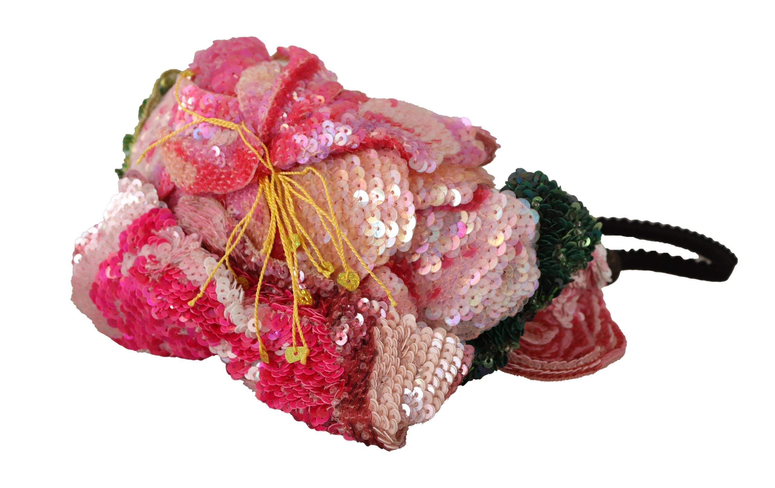 Dolce & Gabbana Multicolor Sequined Lurex Black Hair Headband Dolce & Gabbana