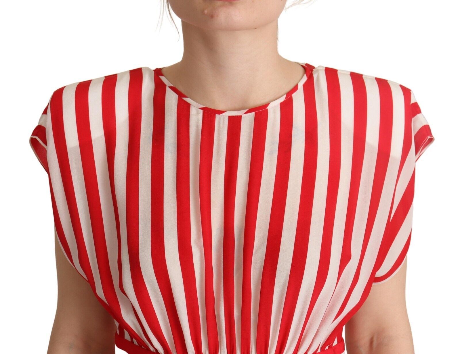 Dolce & Gabbana Red White Stripes Silk Mini A-line Dress Dolce & Gabbana