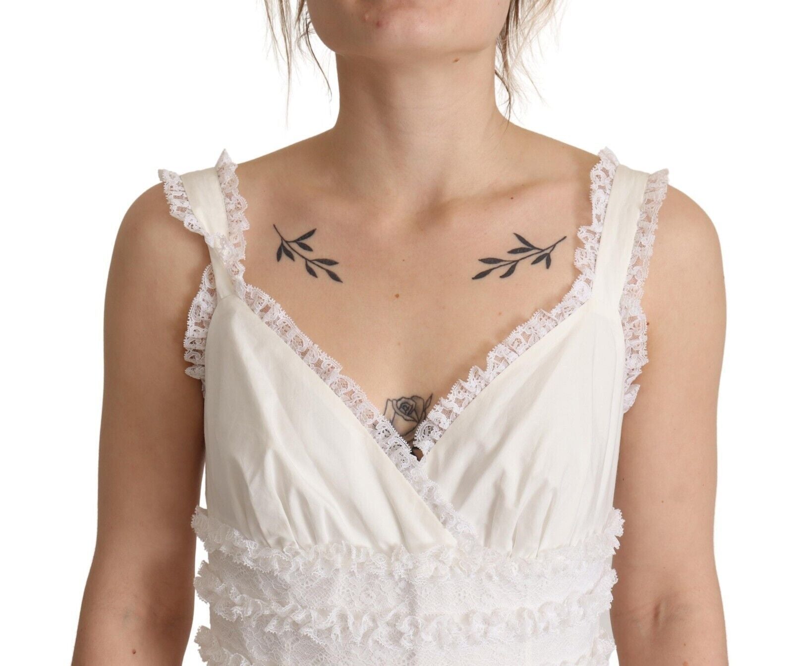 Dolce & Gabbana White Cotton Tiered Long Maxi A-line Dress Dolce & Gabbana