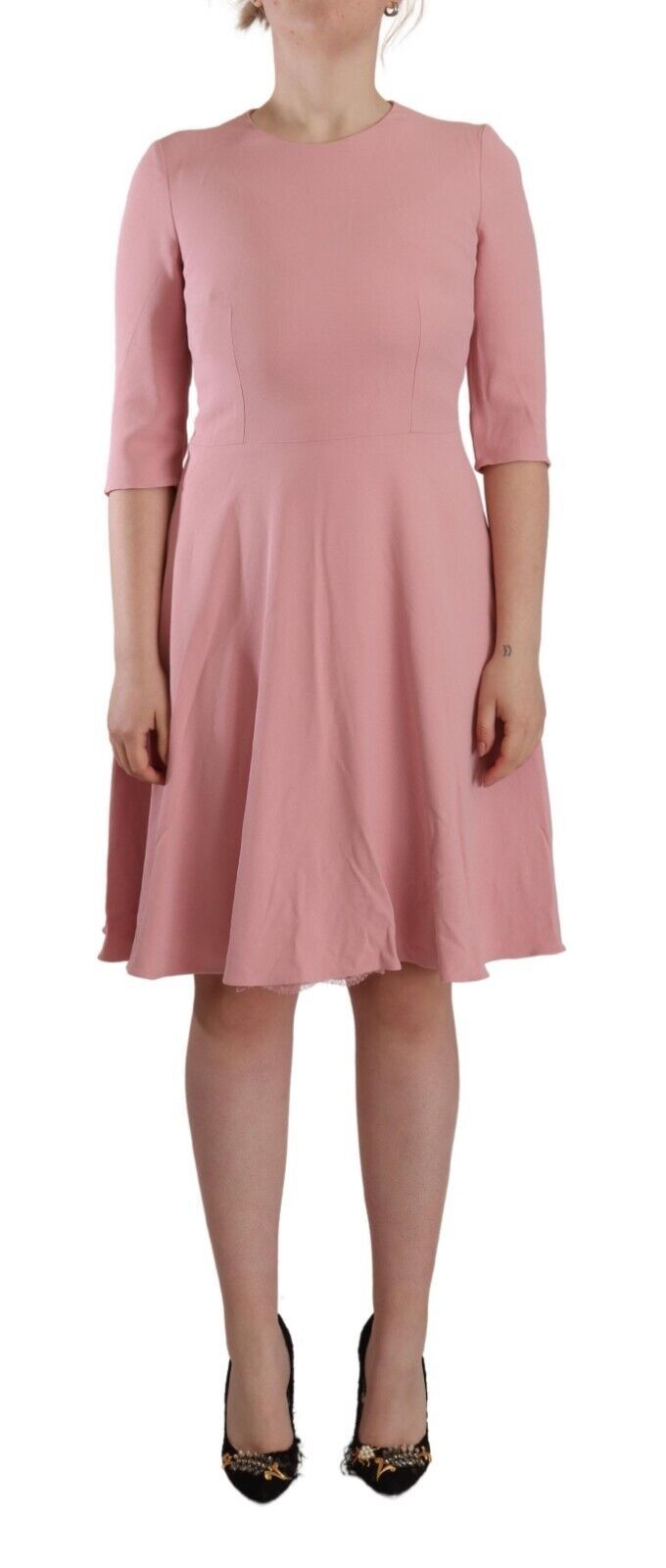 Dolce & Gabbana Pink 3/4 Sleeves Viscose Blend A-line Dress Dolce & Gabbana