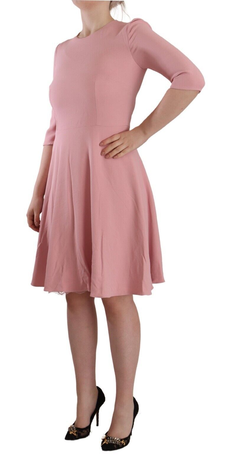 Dolce & Gabbana Pink 3/4 Sleeves Viscose Blend A-line Dress Dolce & Gabbana