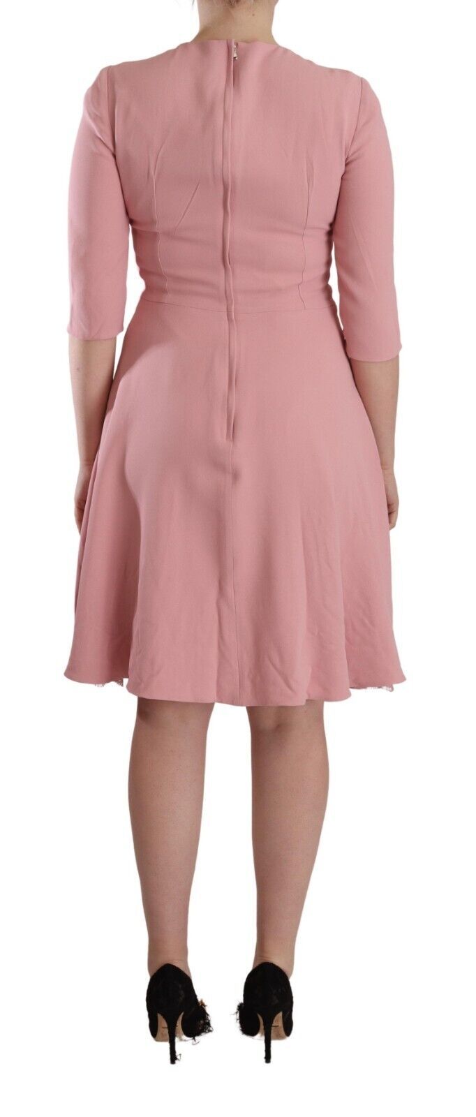 Dolce & Gabbana Pink 3/4 Sleeves Viscose Blend A-line Dress Dolce & Gabbana