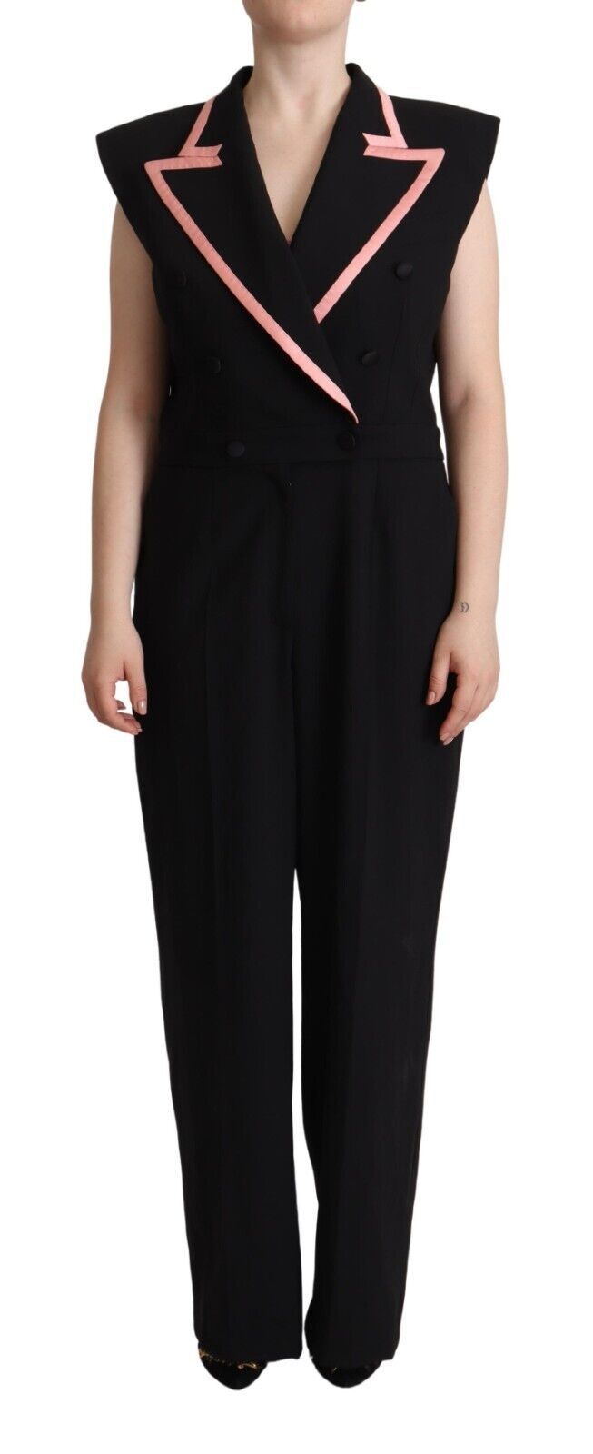 Dolce & Gabbana Black Wool Blend Sleeveless Jumpsuit Dress Dolce & Gabbana