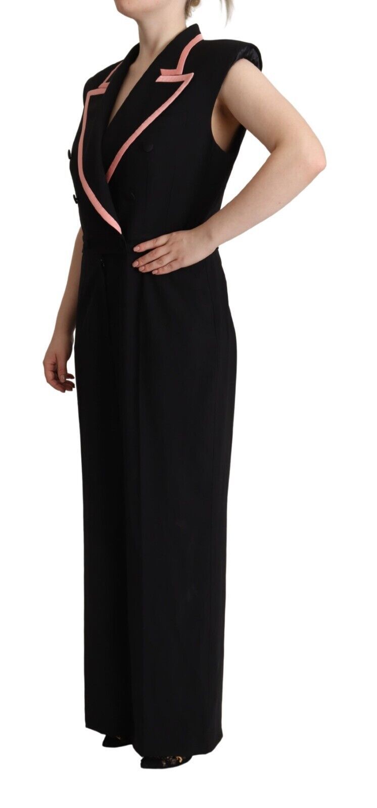 Dolce & Gabbana Black Wool Blend Sleeveless Jumpsuit Dress Dolce & Gabbana
