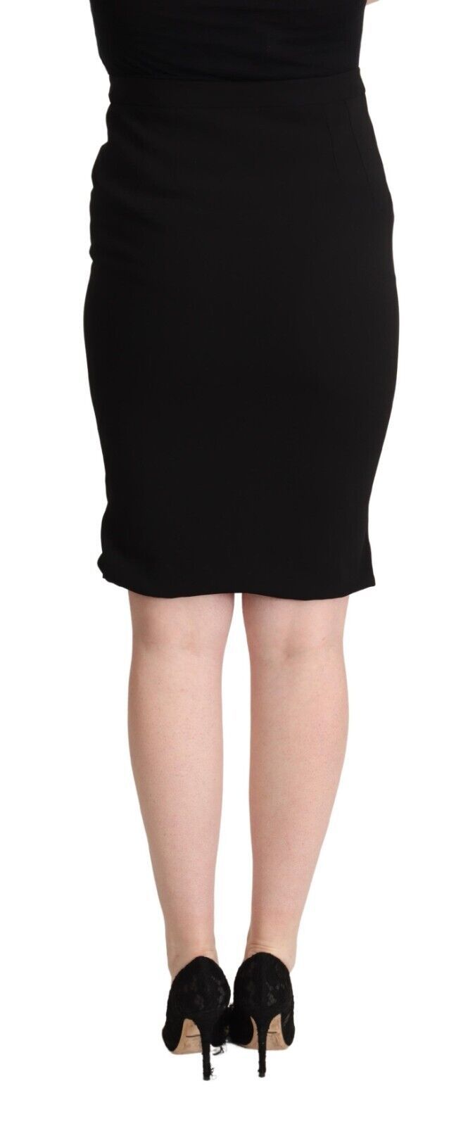 Dolce & Gabbana Black High Waist Knee Length Pencil Cut Skirt Dolce & Gabbana