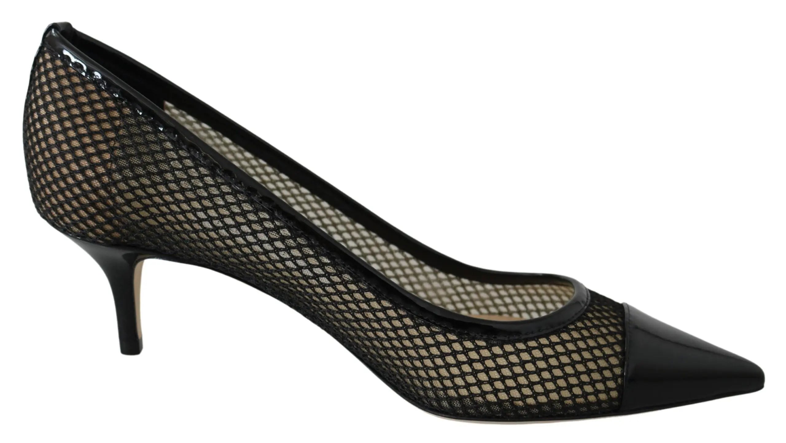 Jimmy Choo Black Mesh and Leather Amika 50 Pumps Jimmy Choo