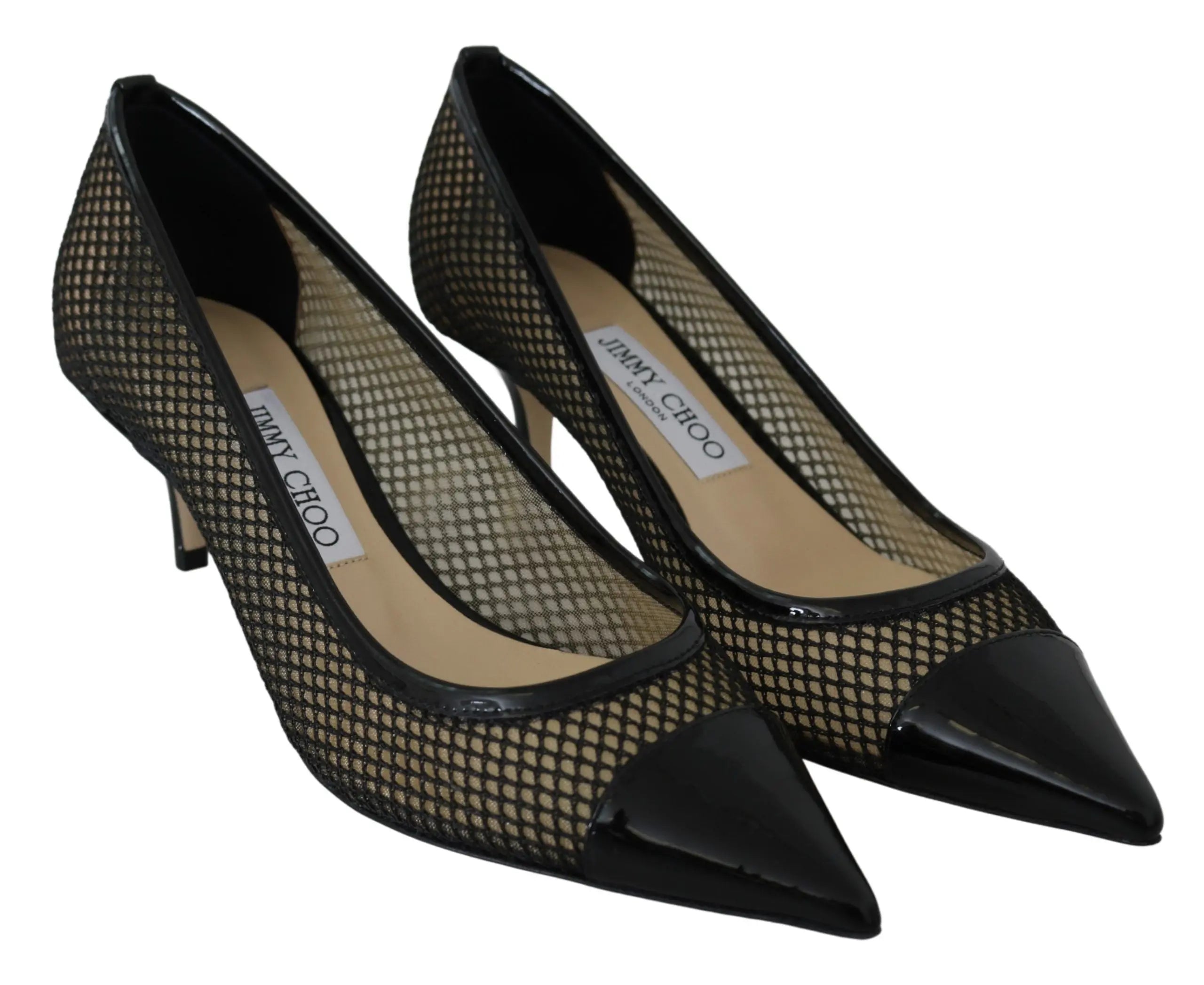 Jimmy Choo Black Mesh and Leather Amika 50 Pumps Jimmy Choo