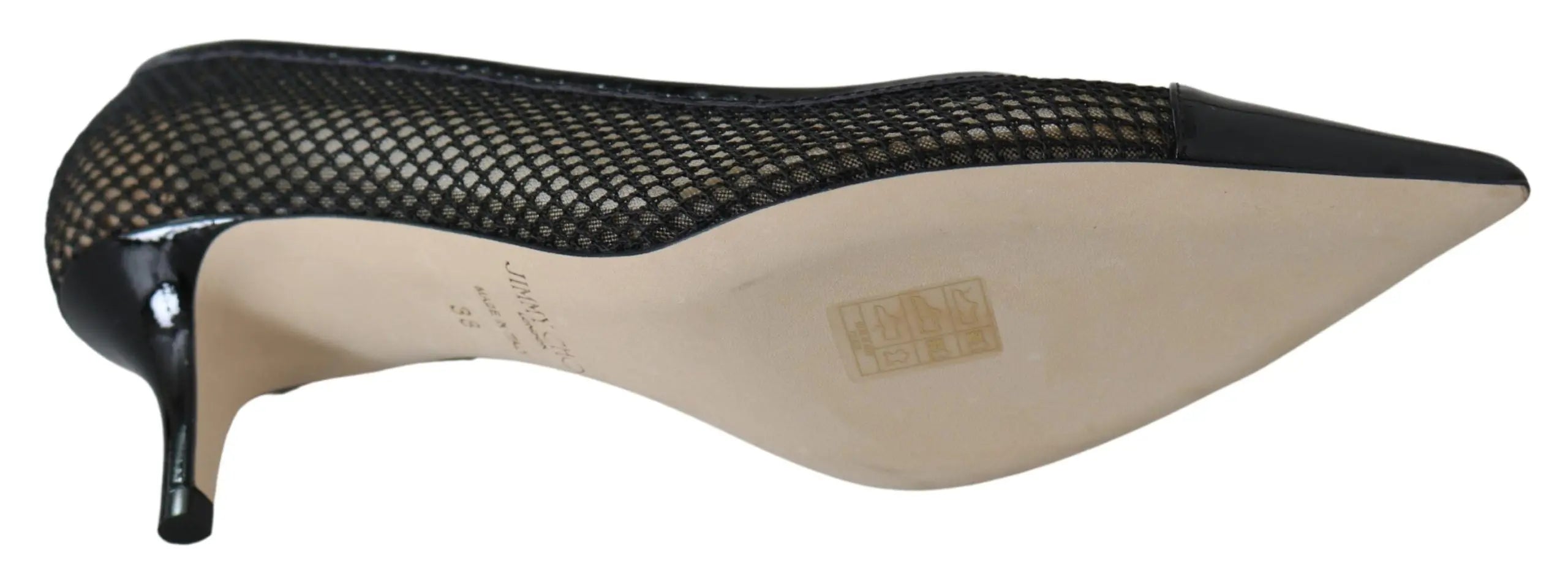 Jimmy Choo Black Mesh and Leather Amika 50 Pumps Jimmy Choo