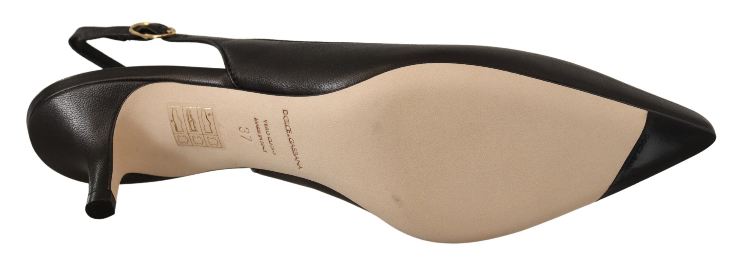 Dolce & Gabbana Black Leather Slingbacks Heels Pumps Shoes Dolce & Gabbana