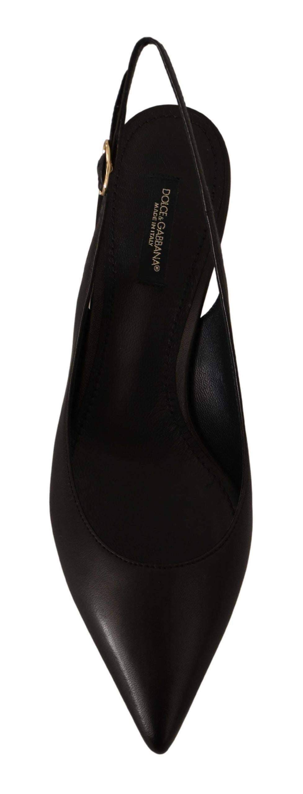 Dolce & Gabbana Black Leather Slingbacks Heels Pumps Shoes Dolce & Gabbana
