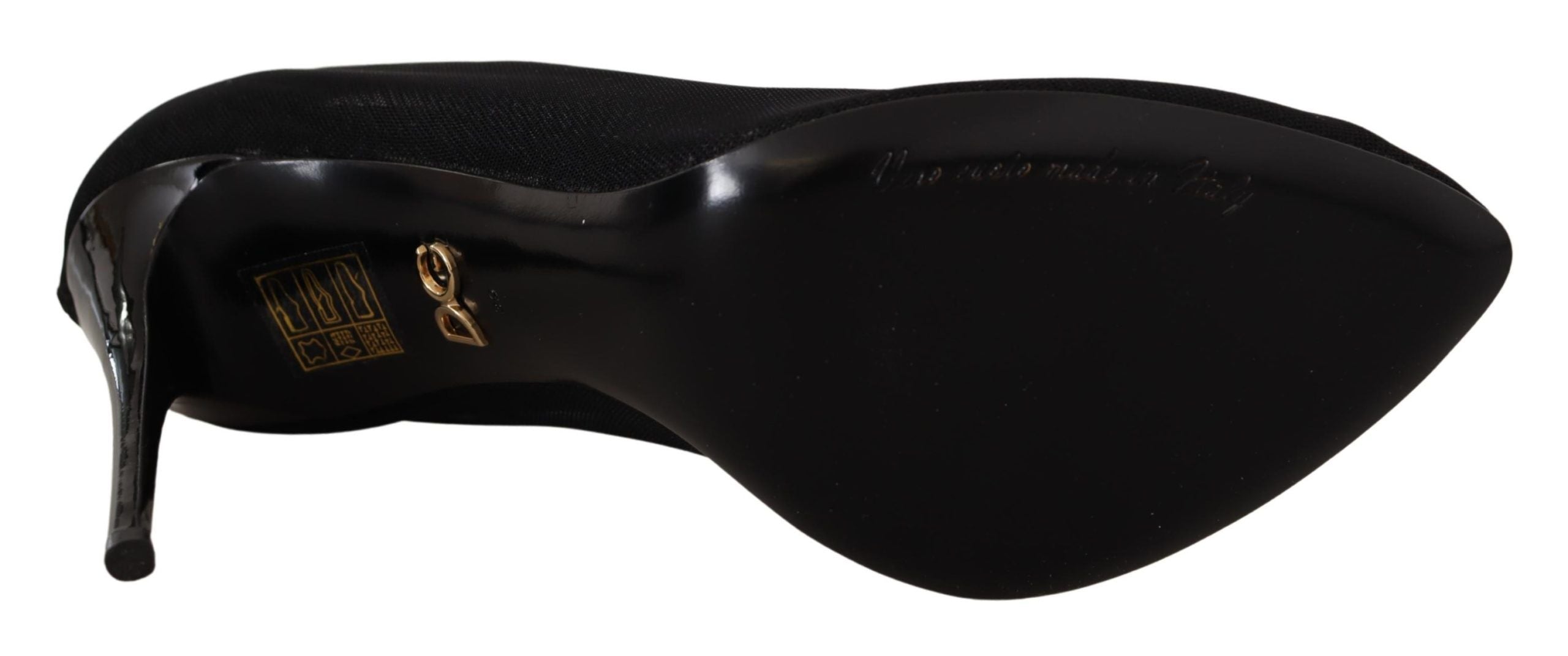 Dolce & Gabbana Black Tulle Stretch Boots Pumps Shoes Dolce & Gabbana