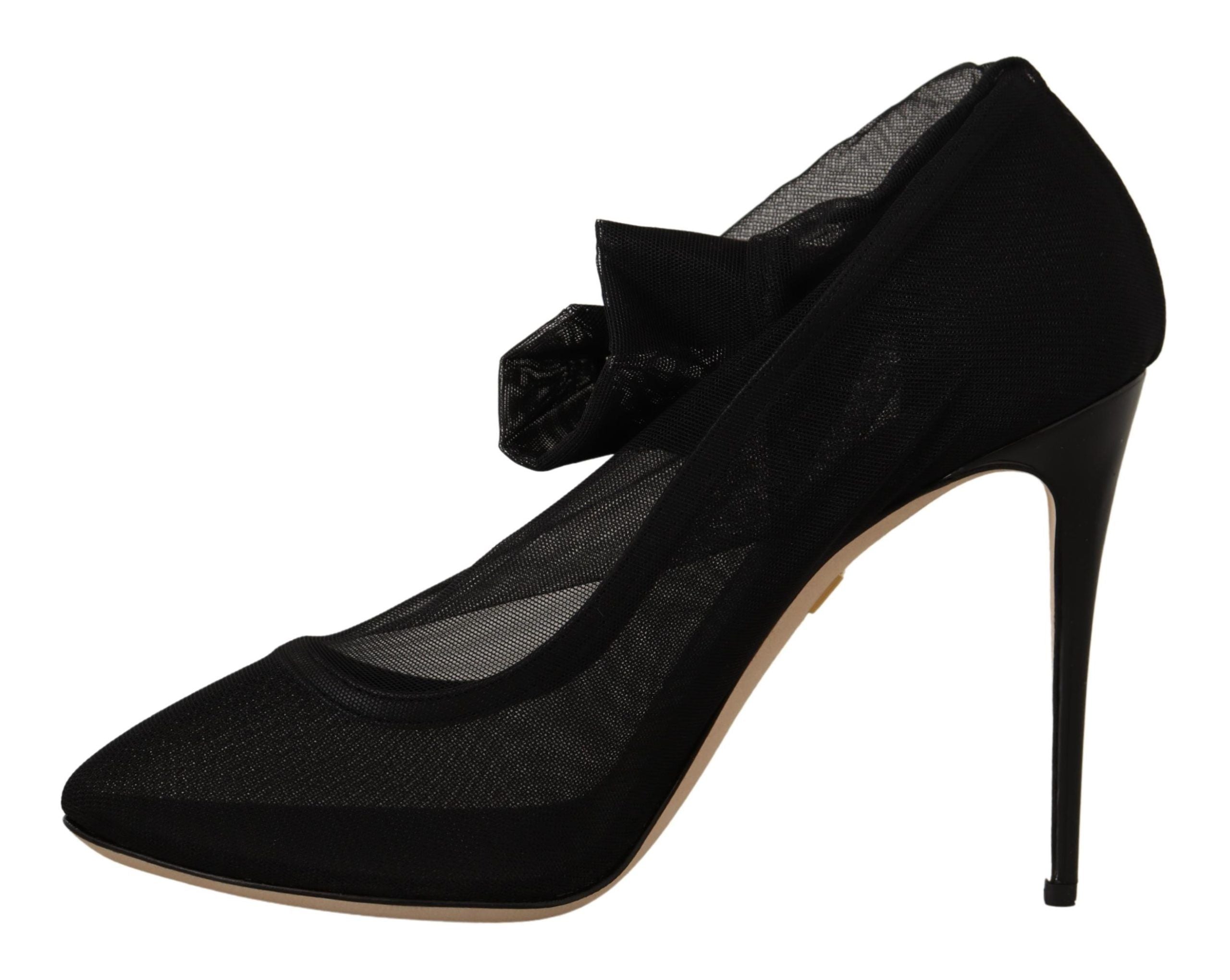 Dolce & Gabbana Black Stretch Tulle Stretch Boots Shoes Dolce & Gabbana
