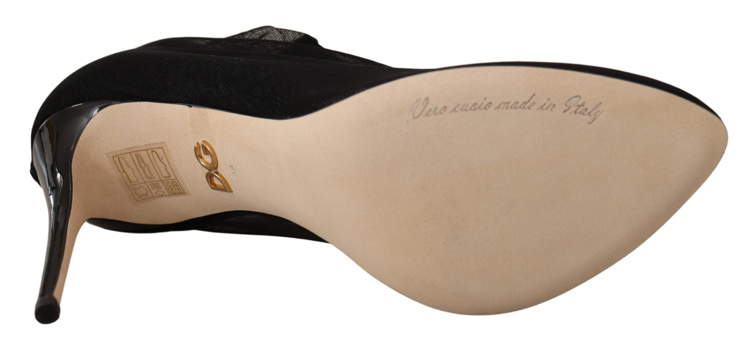 Dolce & Gabbana Black Stretch Tulle Stretch Boots Shoes Dolce & Gabbana
