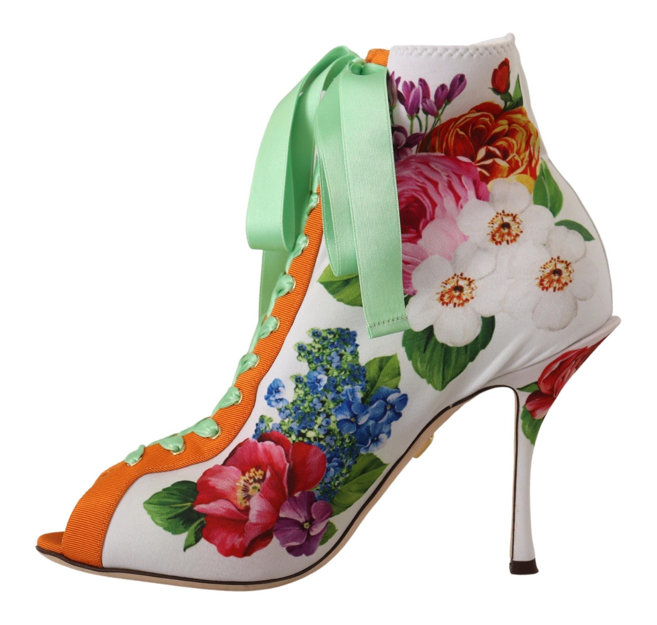 Dolce & Gabbana White Jersey Stretch Boots Open Toes Heels Shoes Dolce & Gabbana