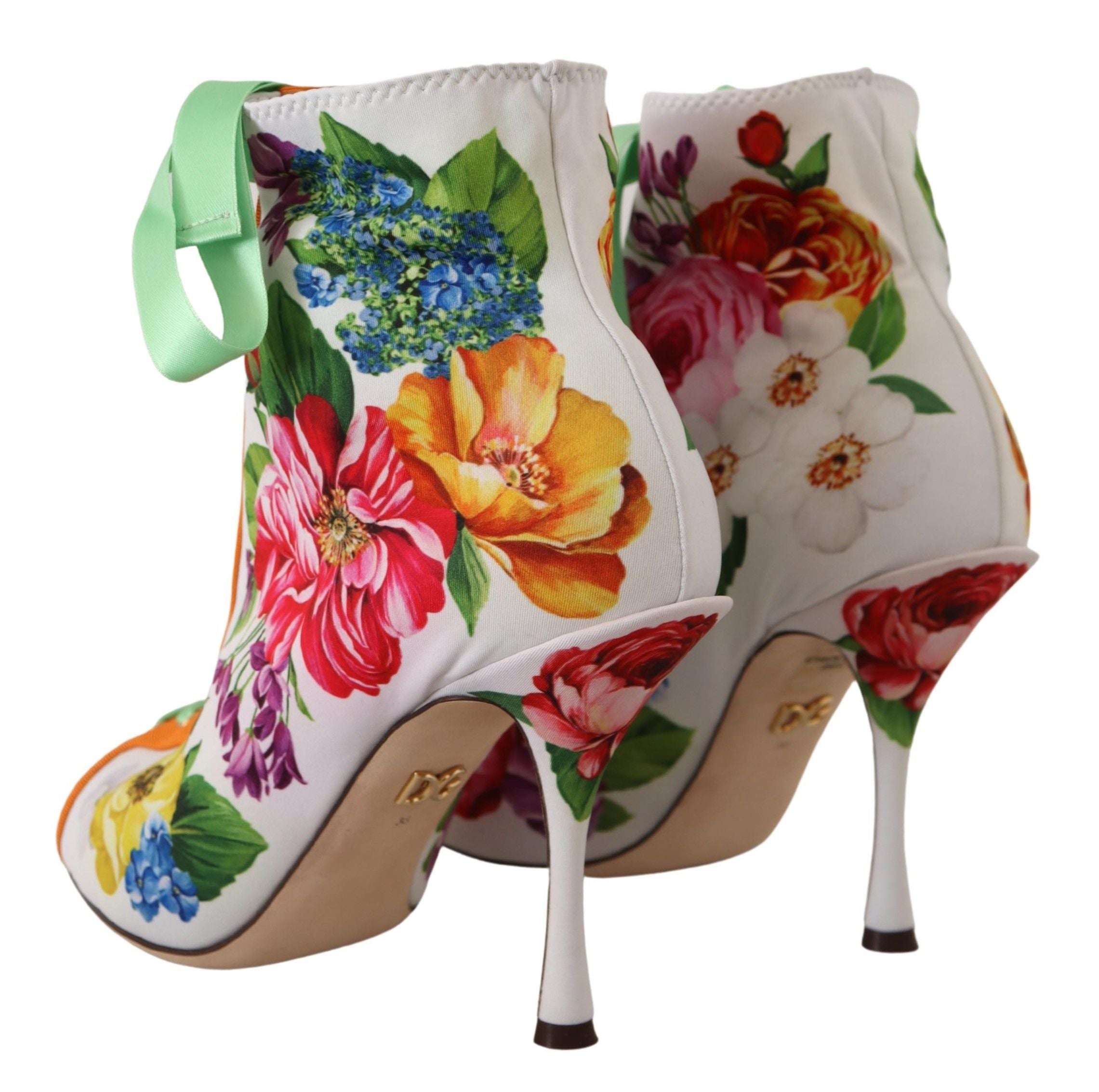 Dolce & Gabbana White Jersey Stretch Boots Open Toes Heels Shoes Dolce & Gabbana