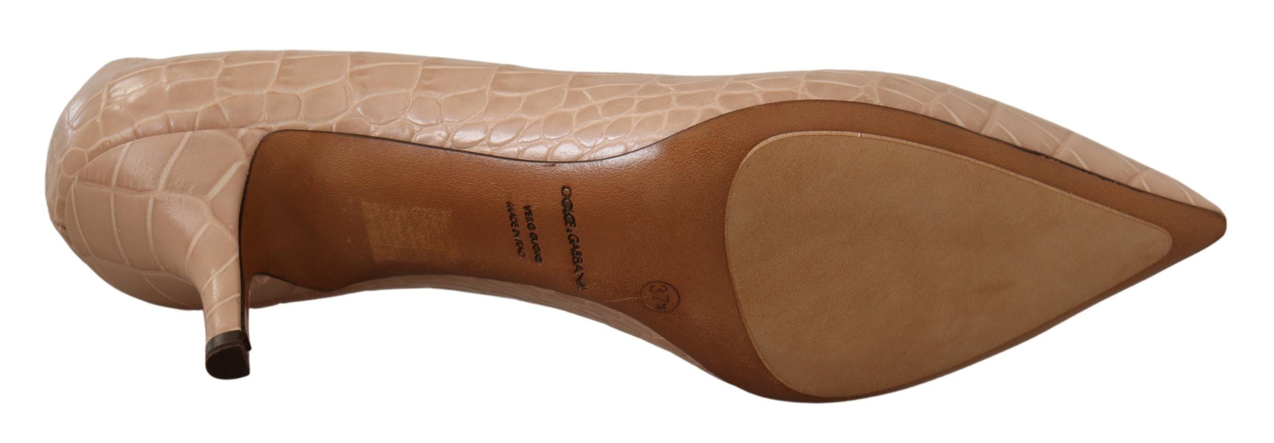 Dolce & Gabbana Beige Leather Pointed Heels Pumps Shoes Dolce & Gabbana