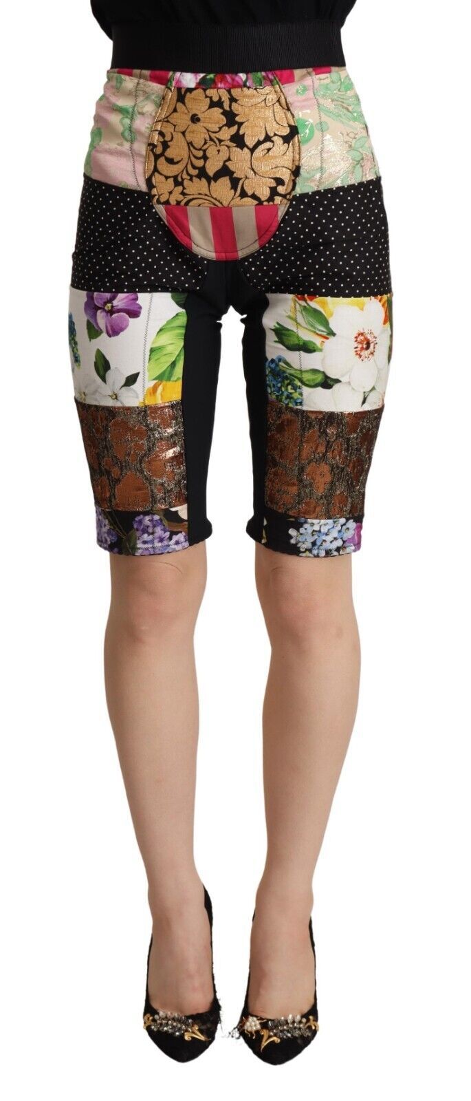 Dolce & Gabbana Multicolor Patchwork High Waist Cropped Pants Dolce & Gabbana