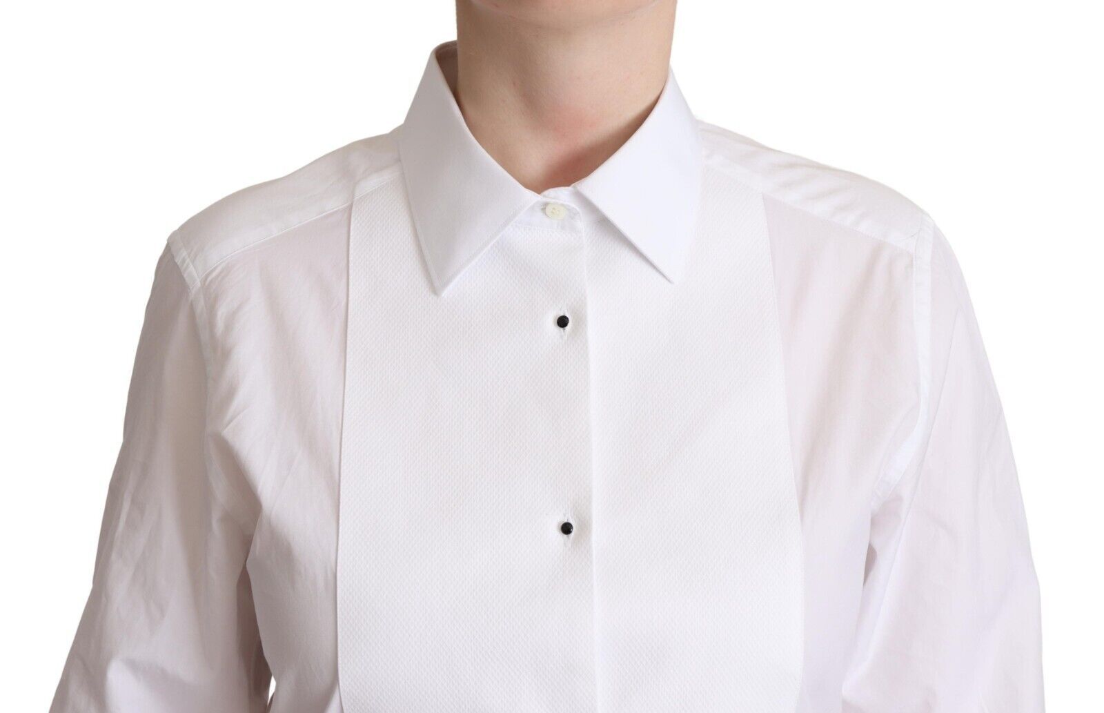 Dolce & Gabbana White Cotton Dress Collared Long Sleeves Shirt Top Dolce & Gabbana