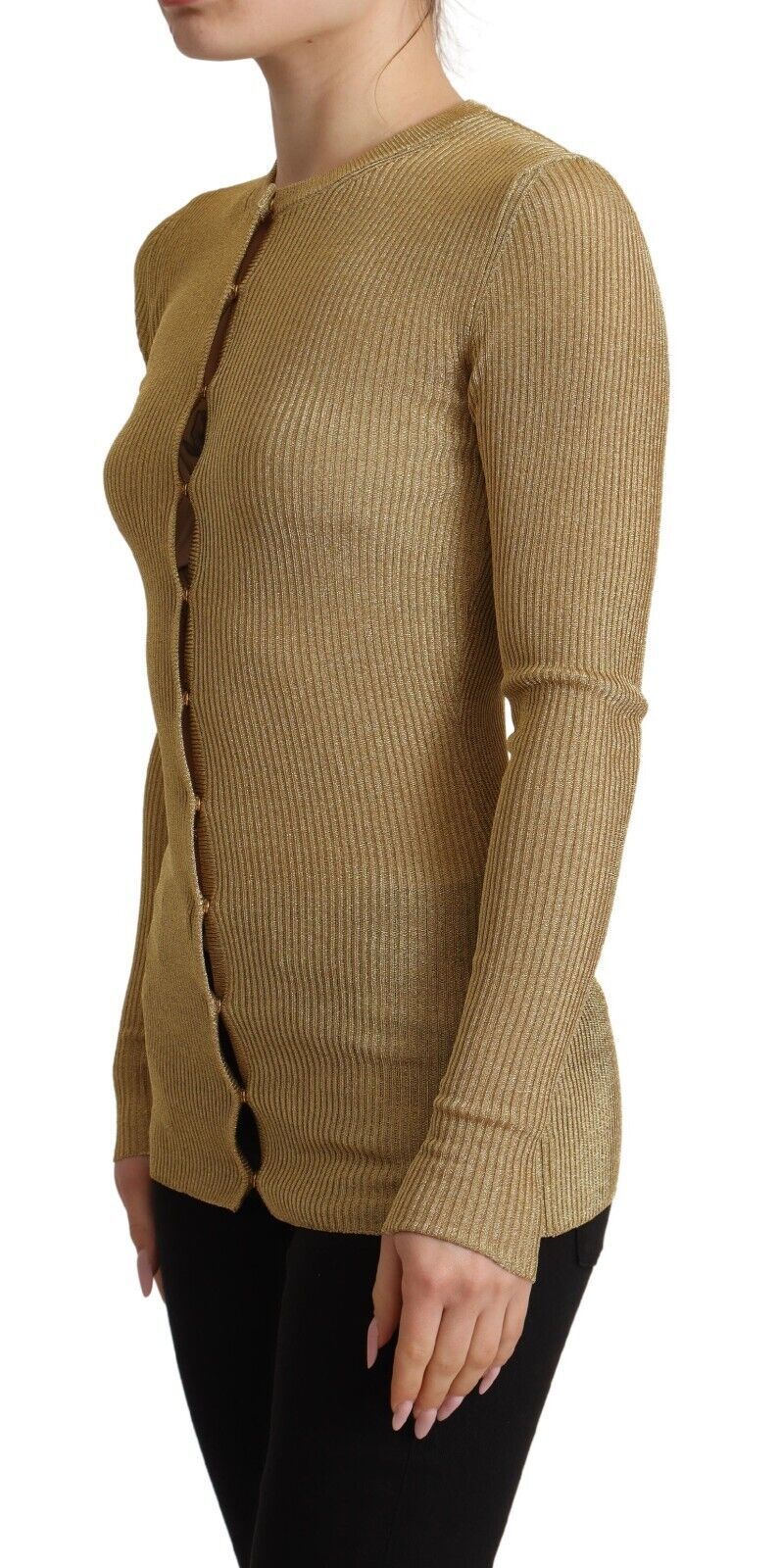Dolce & Gabbana Gold Viscose Blend Buttons Cardigan Sweater Dolce & Gabbana