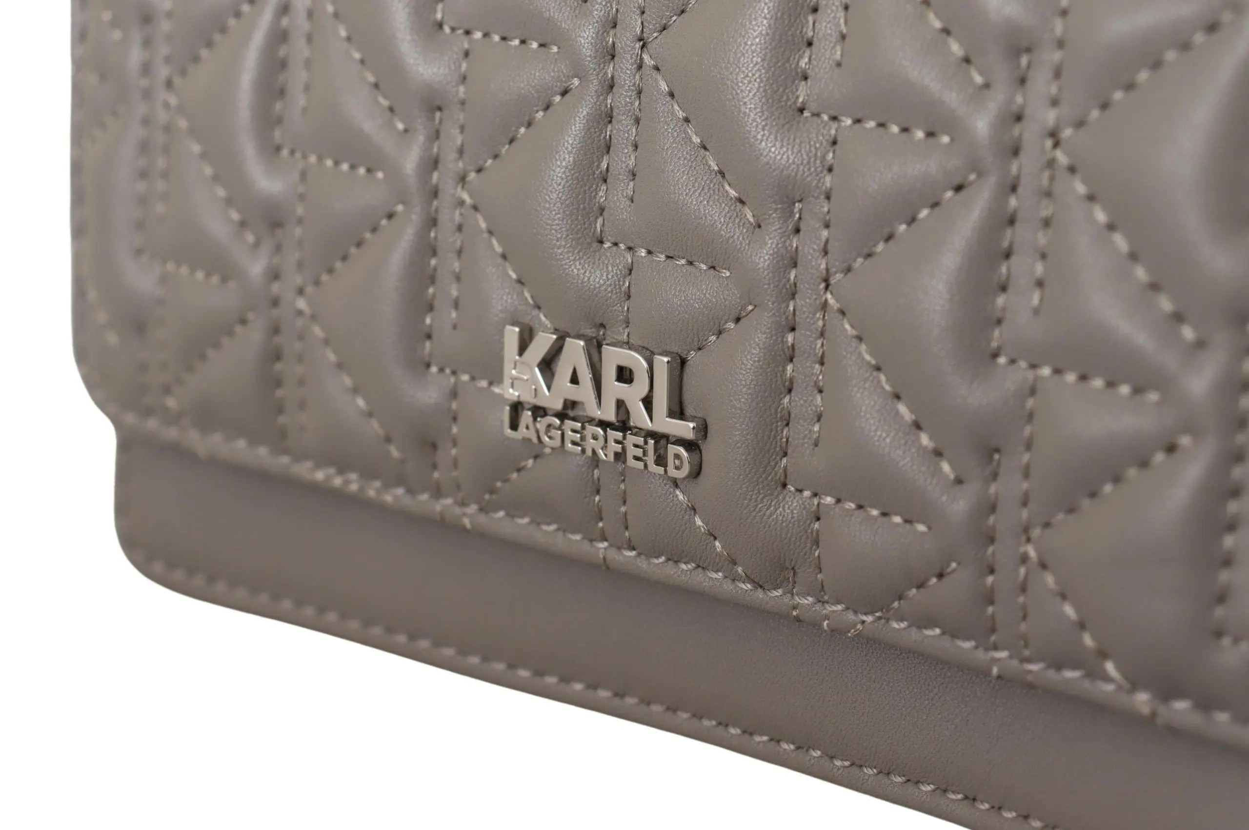 Karl Lagerfeld Light Grey Leather Crossbody Bag Karl Lagerfeld