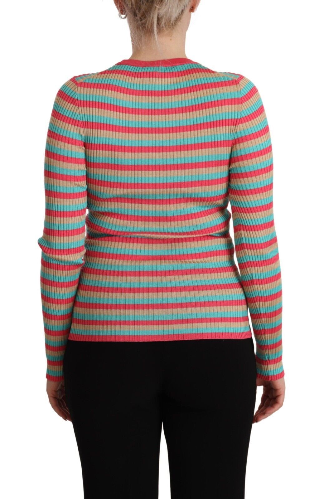Dolce & Gabbana Multicolor Stripes Silk Crew Neck Pullover Top Dolce & Gabbana