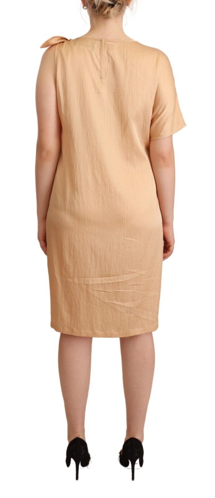 Moschino Beige One Sleeve Knee Length Shift Dress Moschino