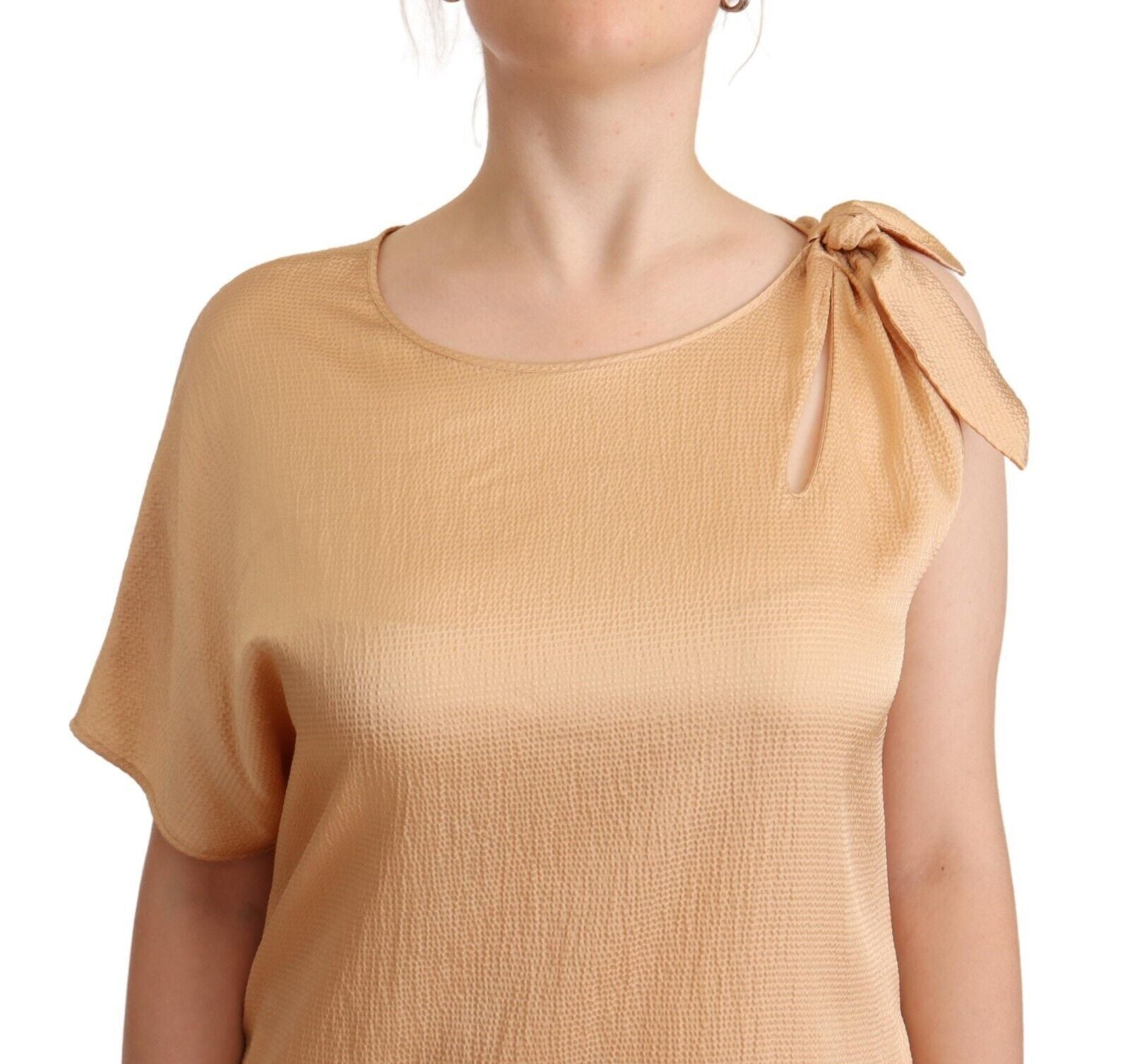 Moschino Beige One Sleeve Knee Length Shift Dress Moschino