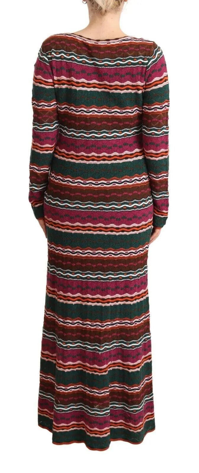 Missoni Multicolor Stripe Wool Knitted Maxi Sheath Dress Missoni