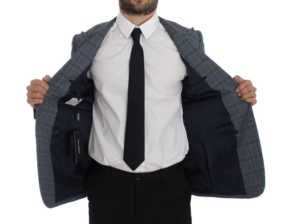 Dolce & Gabbana Blue Checkered Slim Fit Blazer Jacket Dolce & Gabbana