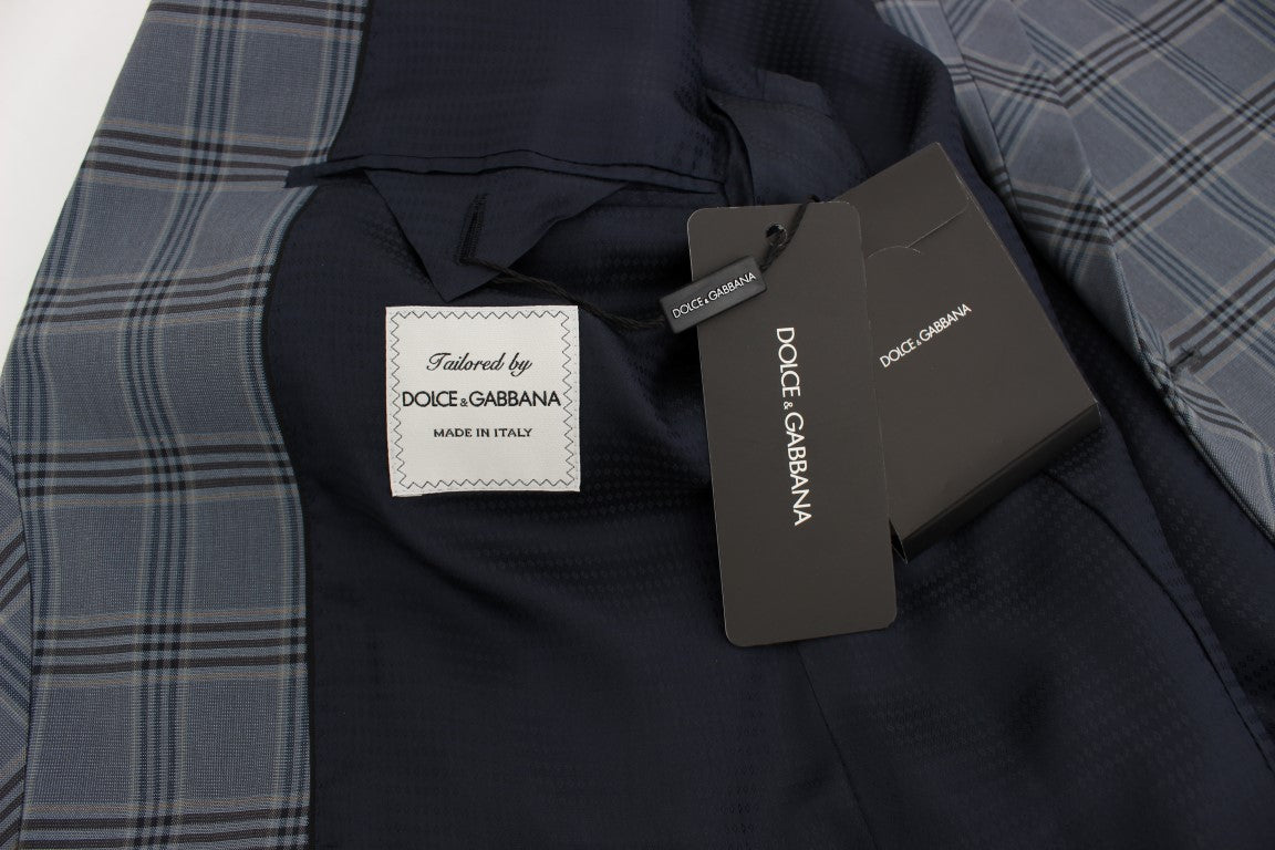 Dolce & Gabbana Blue Checkered Slim Fit Blazer Jacket Dolce & Gabbana