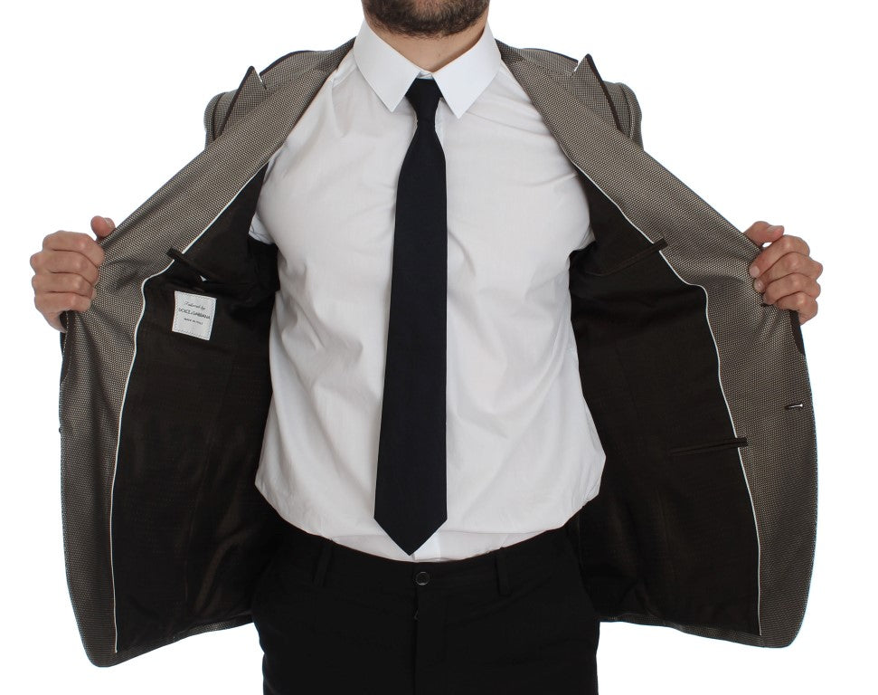 Dolce & Gabbana Brown Slim Fit Silk Two Button Blazer Dolce & Gabbana