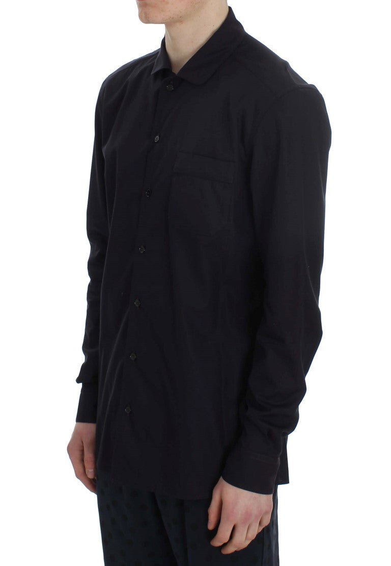 Dolce & Gabbana Purple Striped Cotton Pajama Lounge Shirt Dolce & Gabbana
