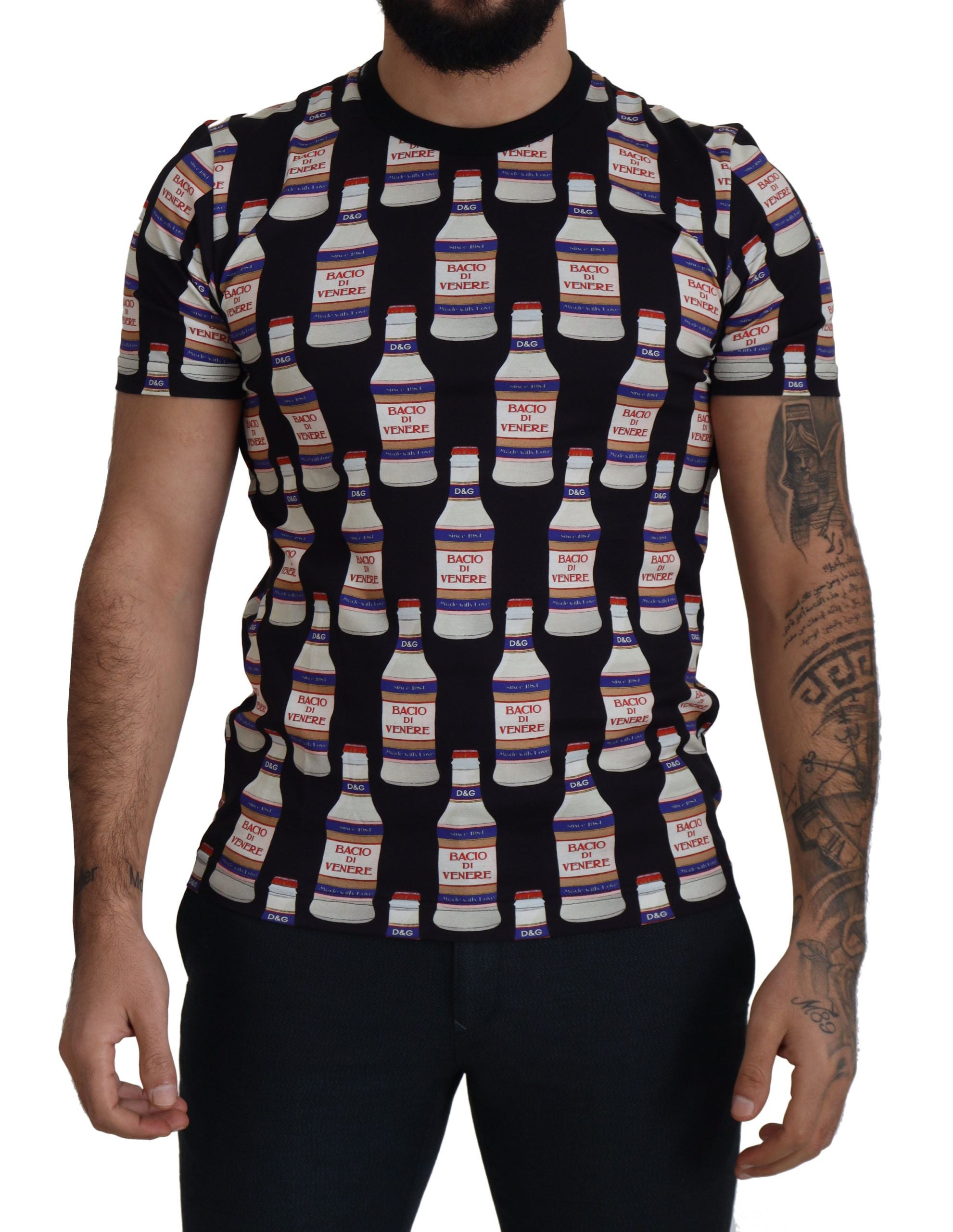 Dolce & Gabbana Black Bacio Di Venere Cotton Crew T-shirt Dolce & Gabbana