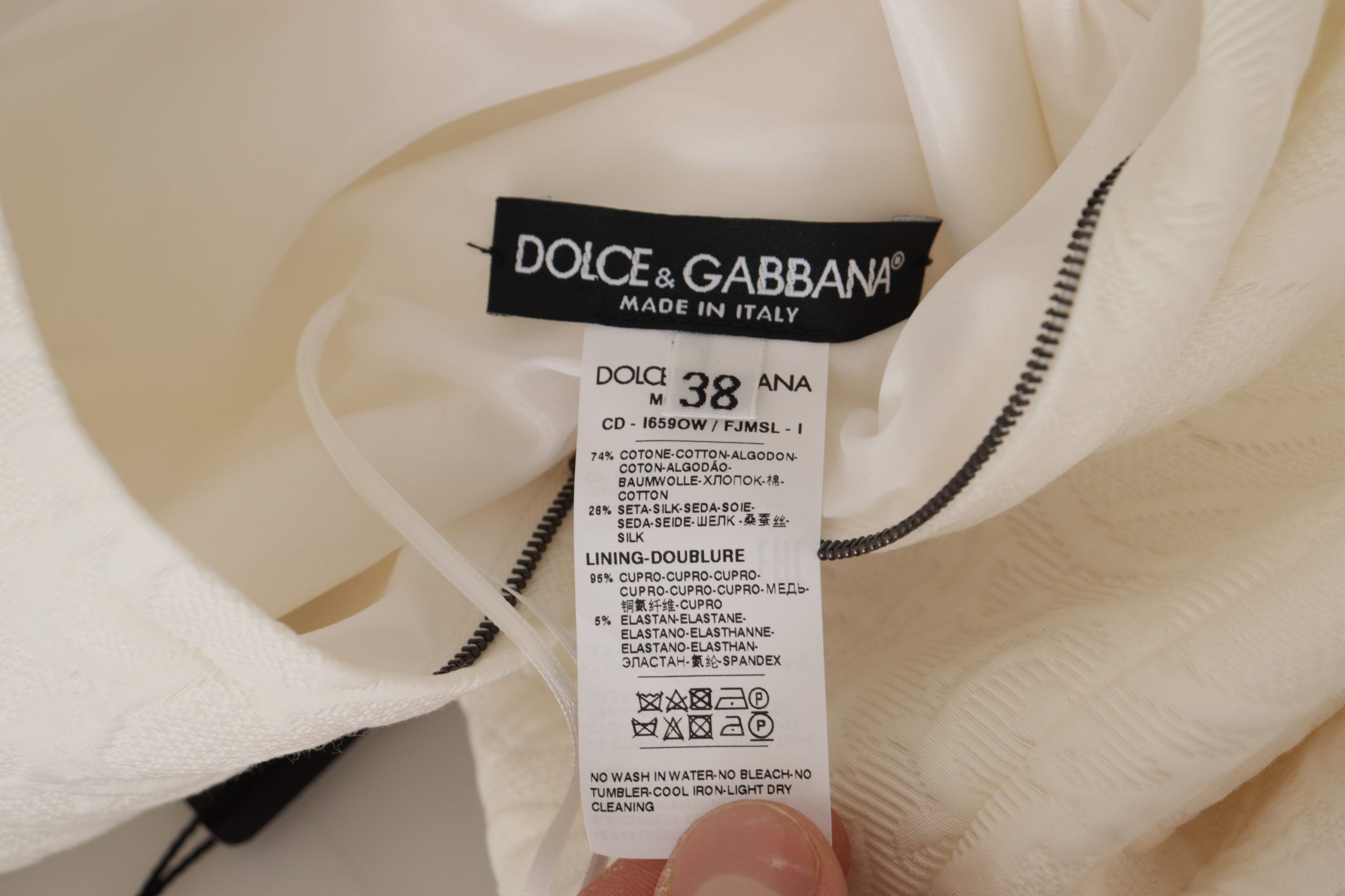 Dolce & Gabbana White Jaquard Midi Floral Sheath Brocade Dress Dolce & Gabbana