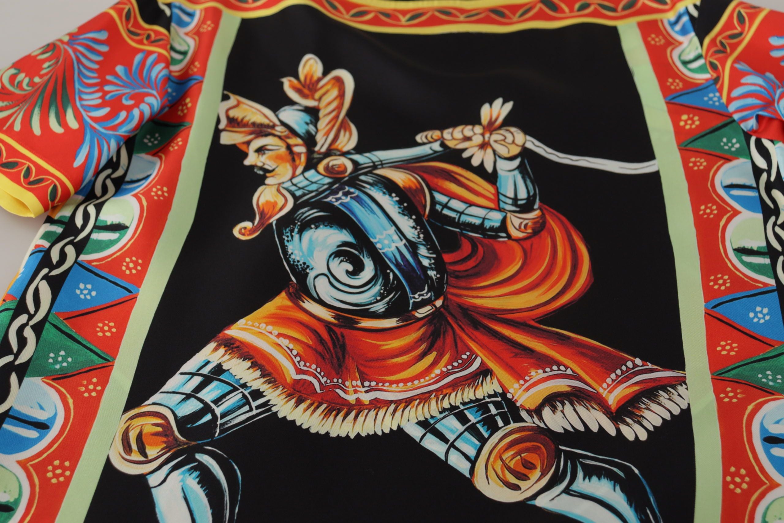 Dolce & Gabbana Multicolor Soldier Carretto Silk Top  T-shirt Dolce & Gabbana