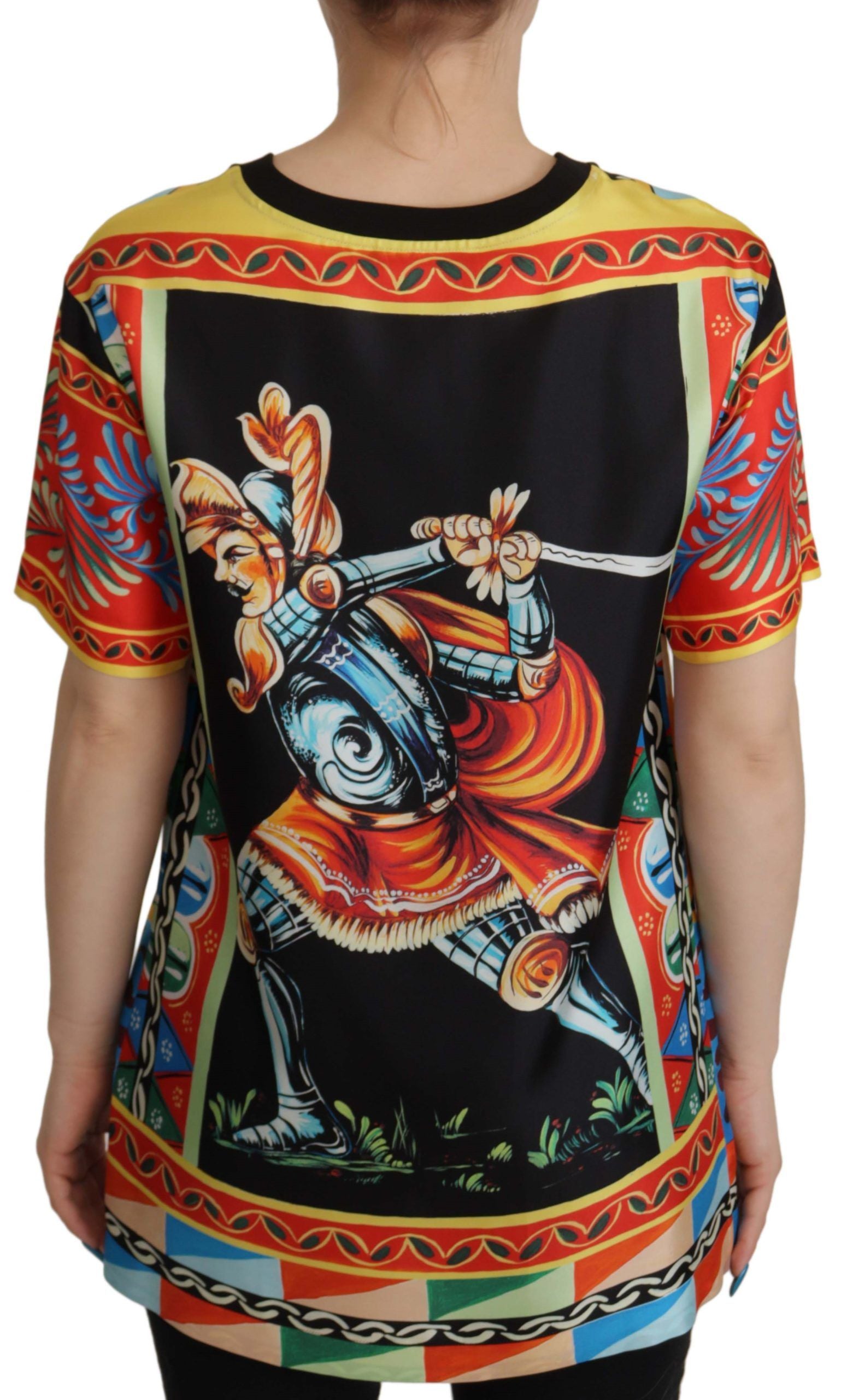 Dolce & Gabbana Multicolor Soldier Carretto Silk Top  T-shirt Dolce & Gabbana