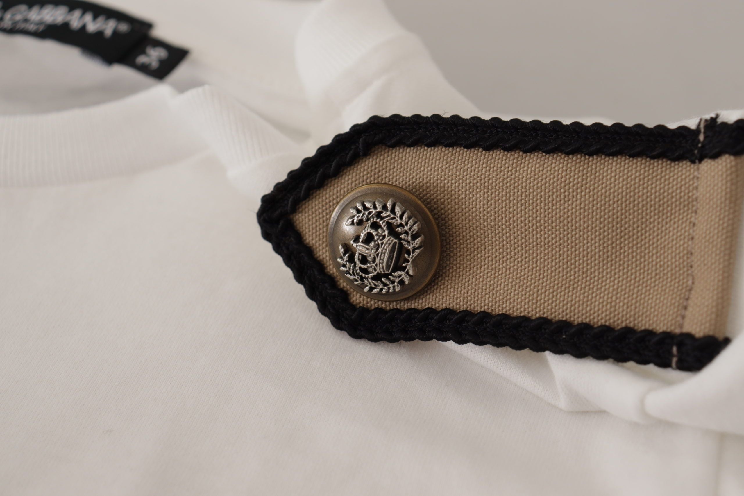 Dolce & Gabbana White Black Roses Crewneck Cotton  T-shirt Dolce & Gabbana