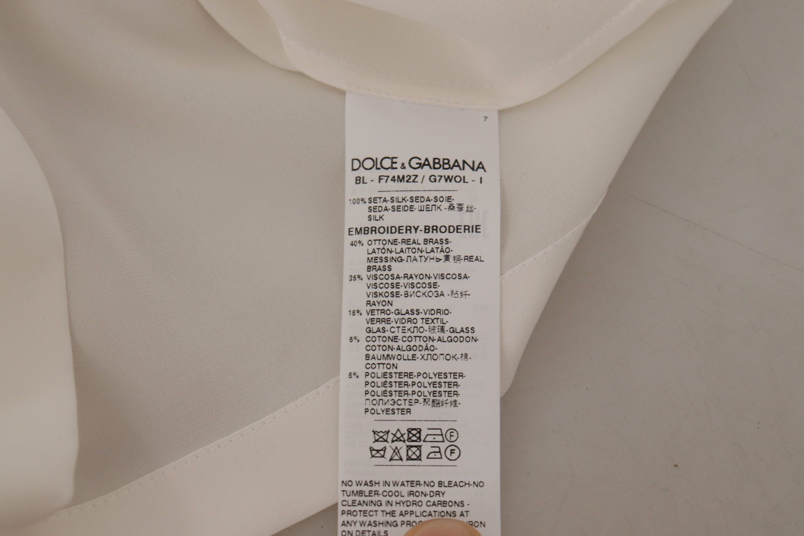 Dolce & Gabbana White Silk Gold DG Crown Crystal Blouse Top Dolce & Gabbana
